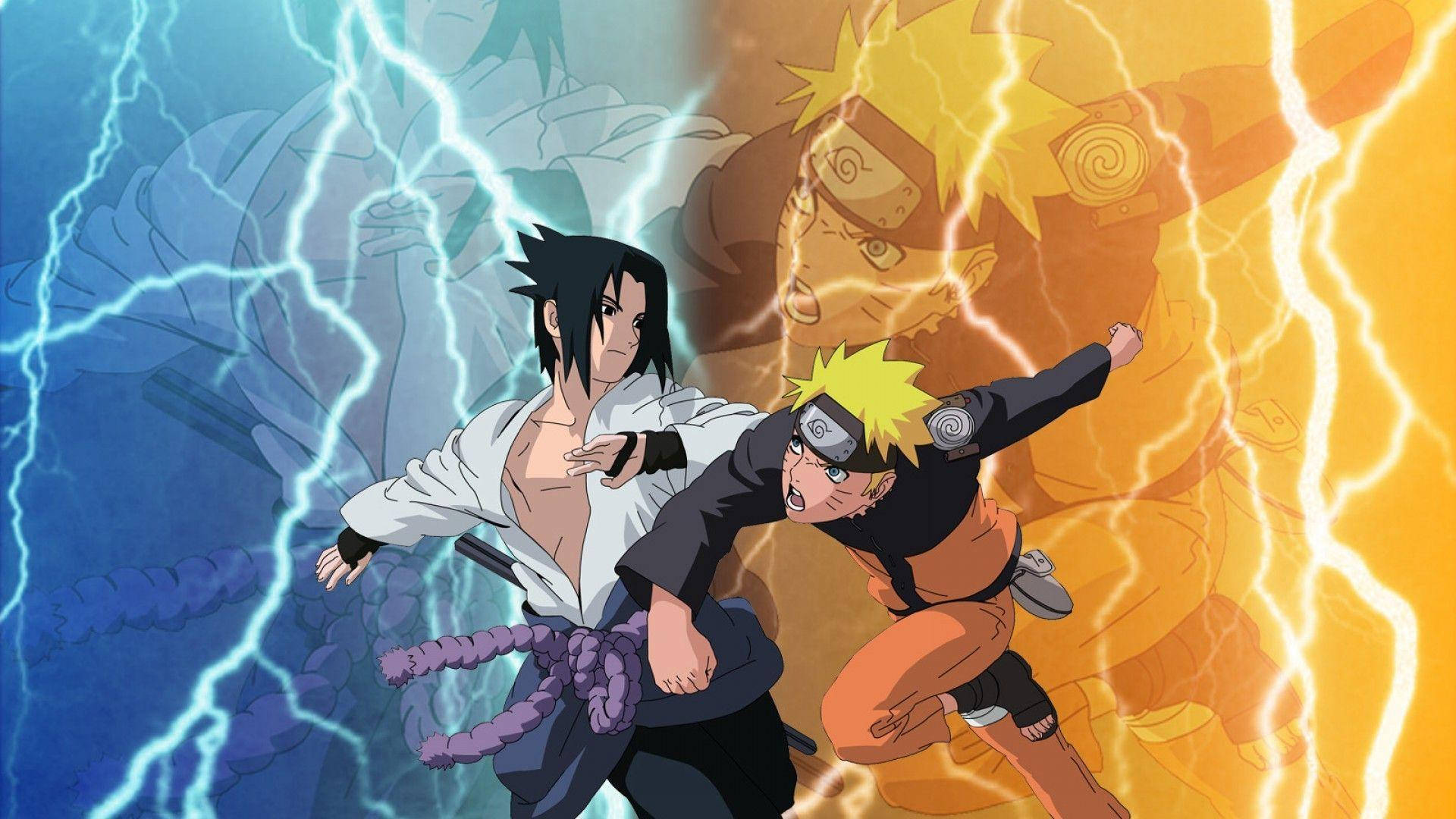 Ilustrație Laptop Sasuke Versus Naruto Fundal