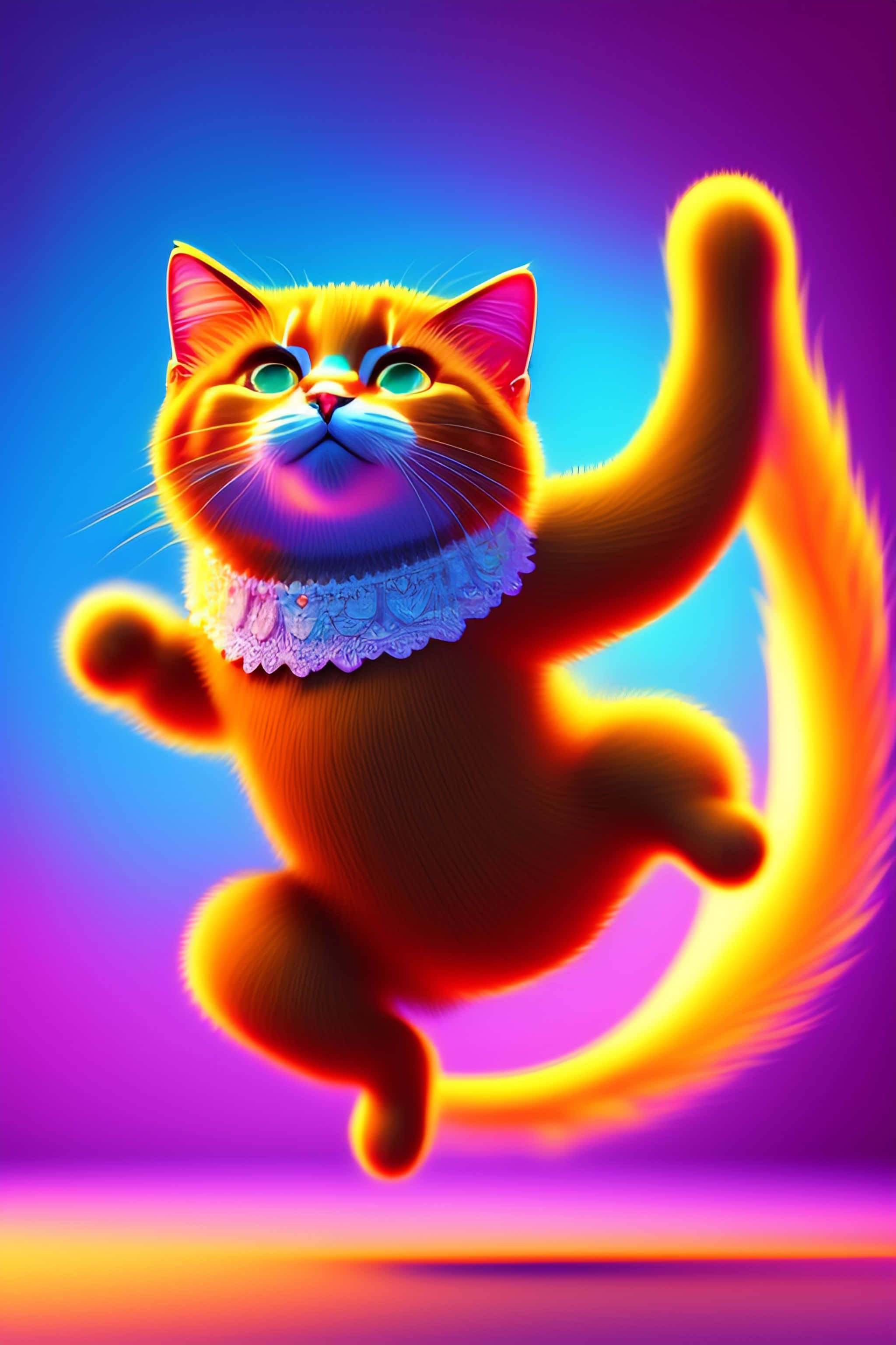 Ilustrație vibrantă cu o pisică dansând Fundal