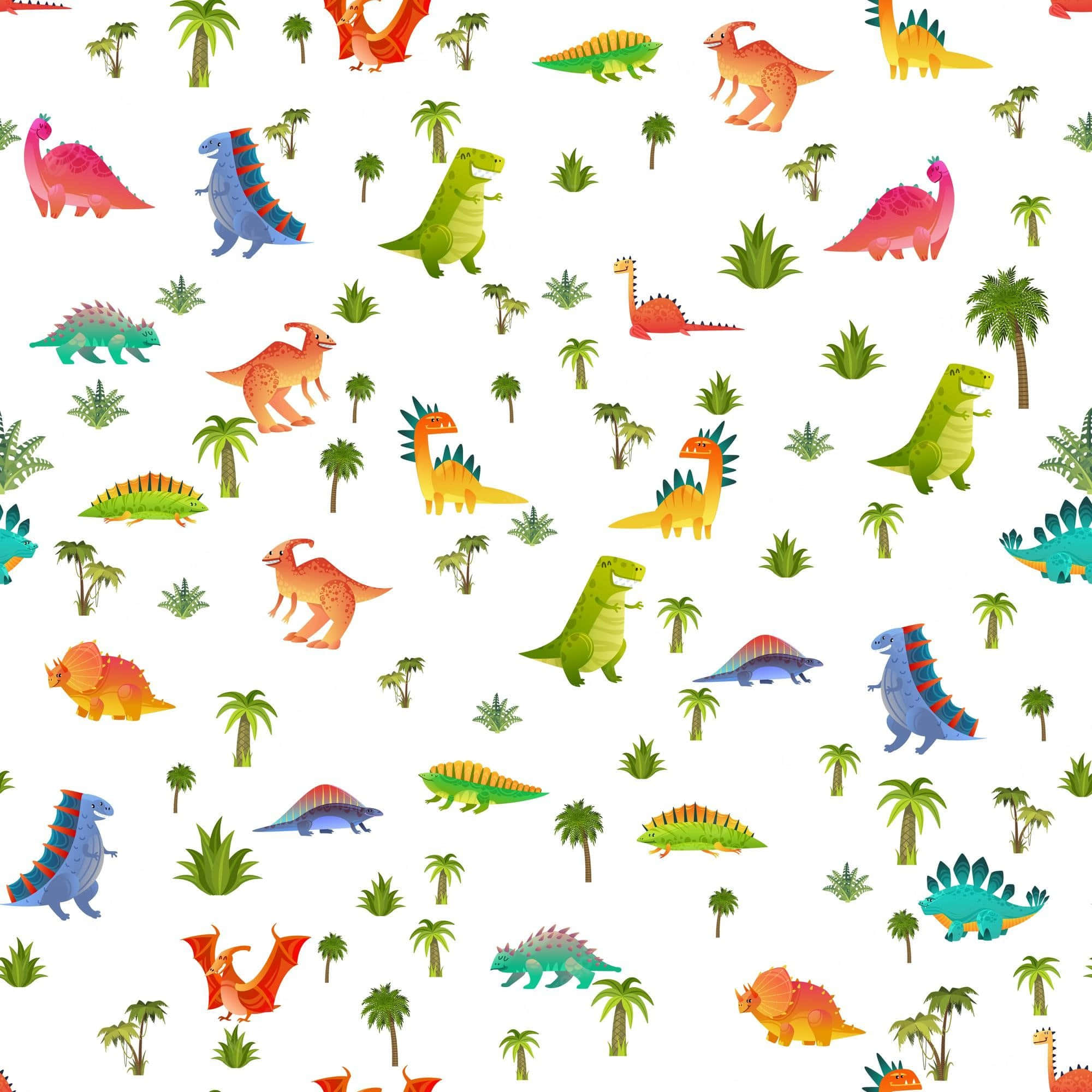 Ilustrații adorabile cu dinozauri pe un fundal colorat Fundal