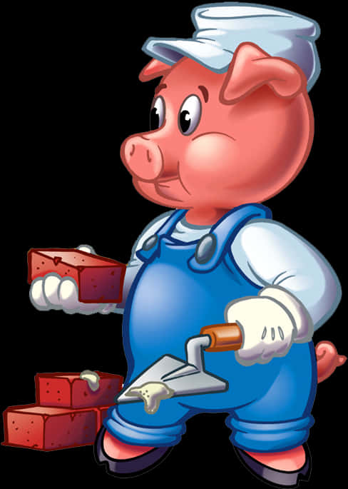 Imaginație cu un porc constructor de desene animate Fundal