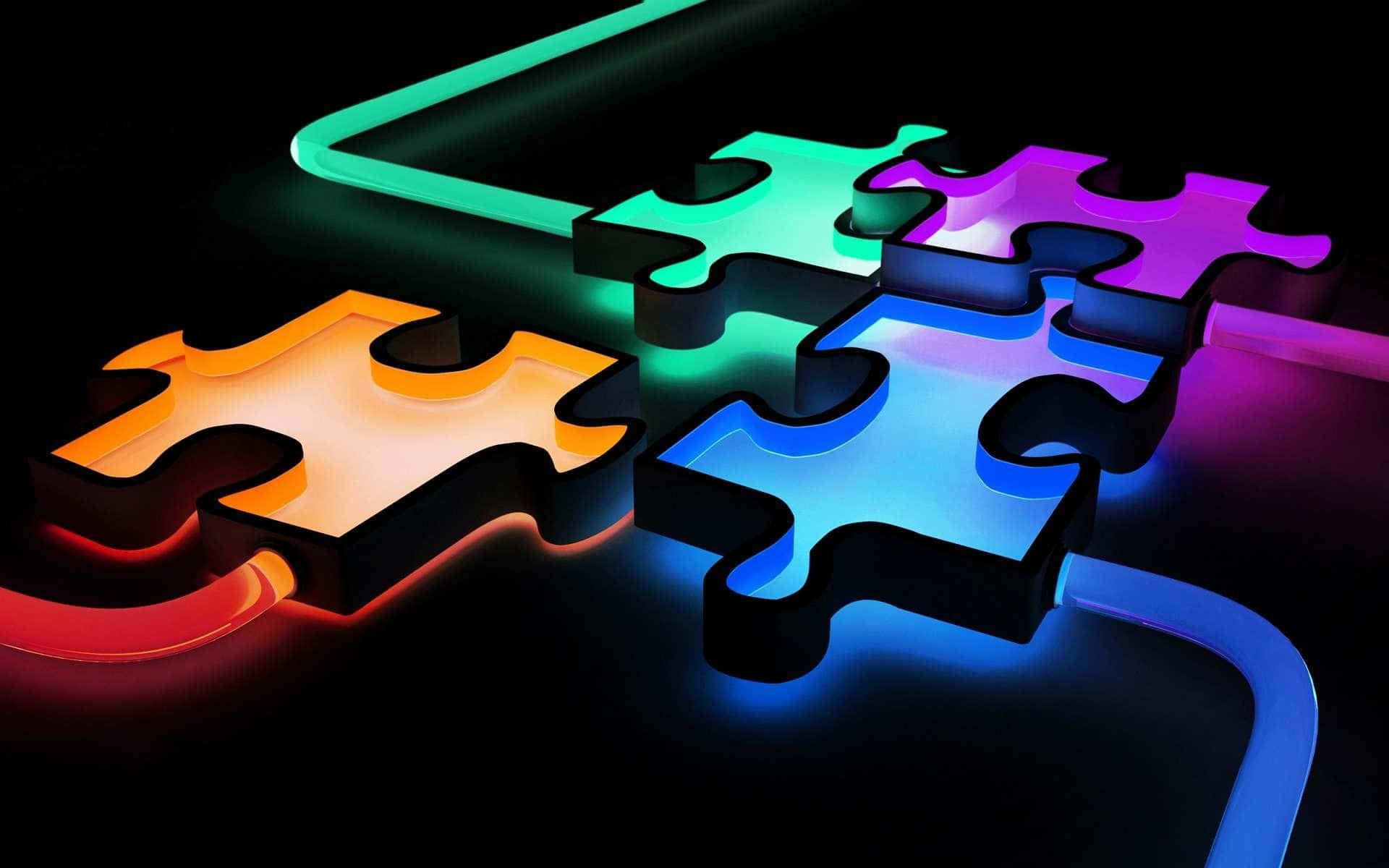 Imagine 3D Neon Estetică Piese de Puzzle Fundal