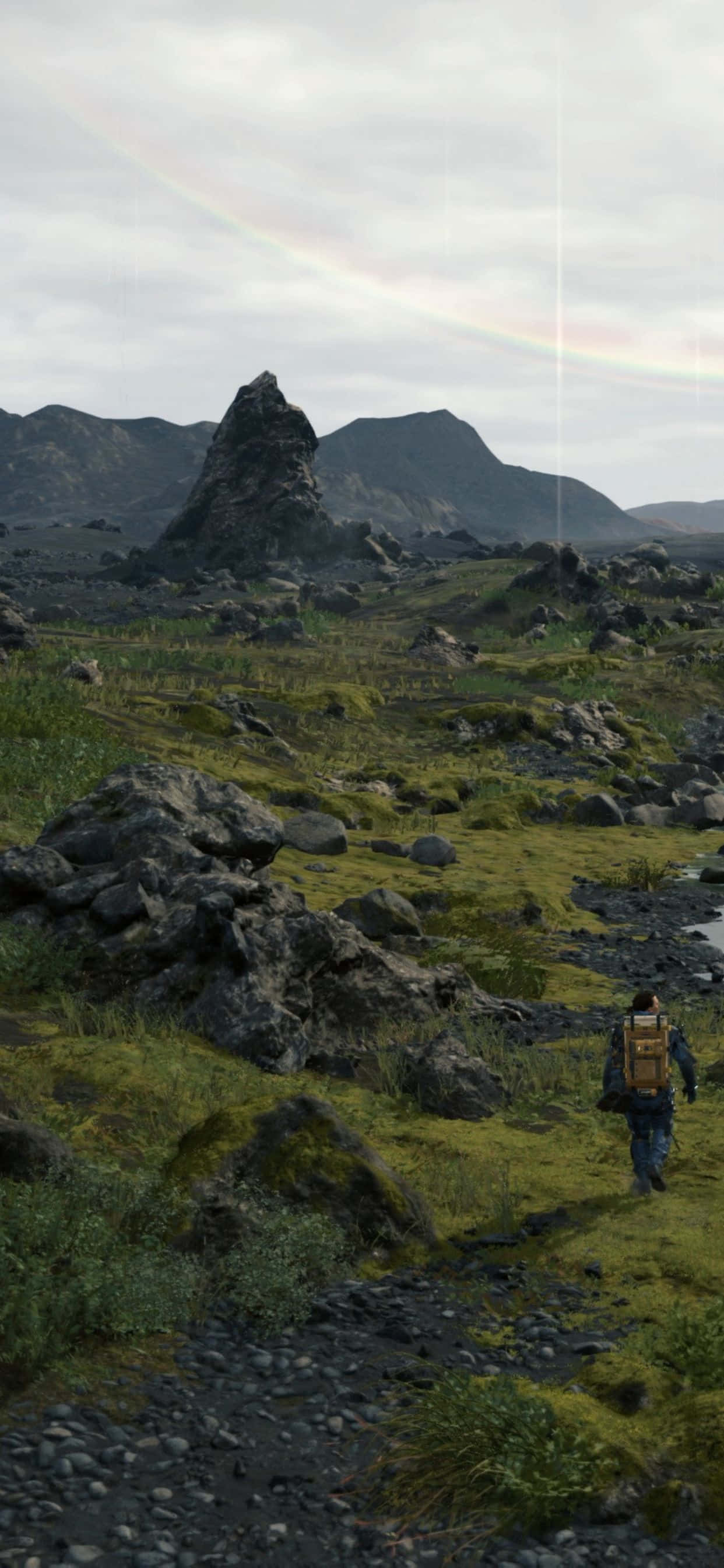 Imagine Bucurați-vă de aventura plină de acțiune Death Stranding pe iPhone Xs Max Fundal
