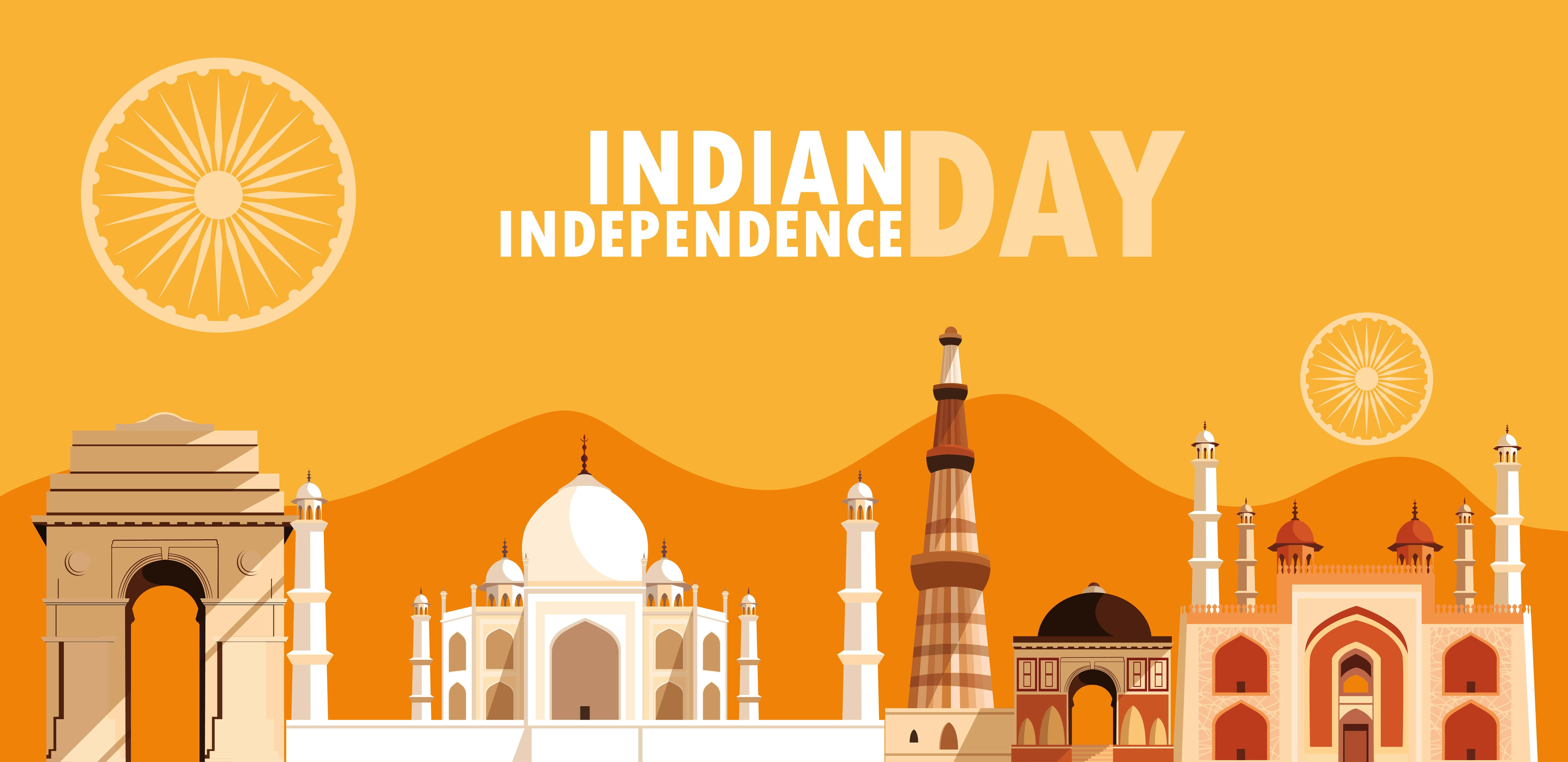 Imagine cu India de Ziua Independenței, estetică portocalie Fundal