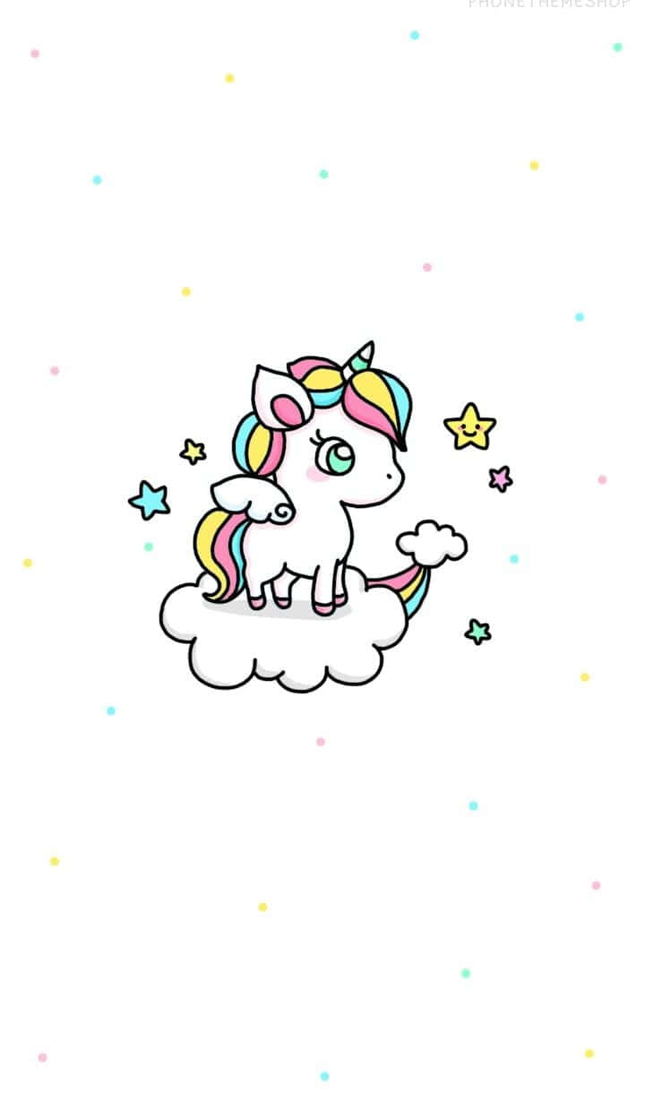 Imagine cu unicorn drăguț călărind un nor magic Fundal