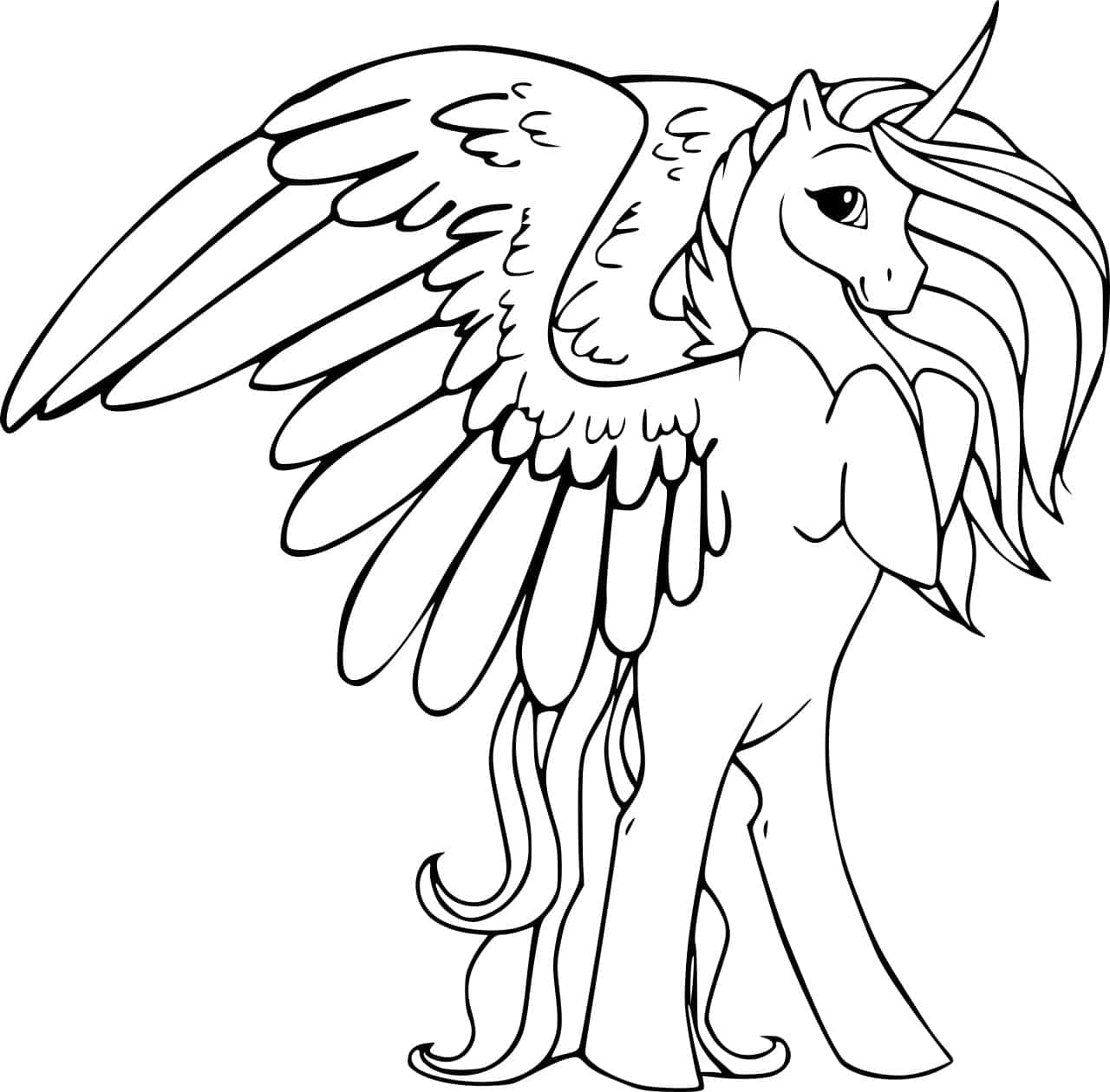 Imagine de Colorat cu Unicorn în Picioare Fundal