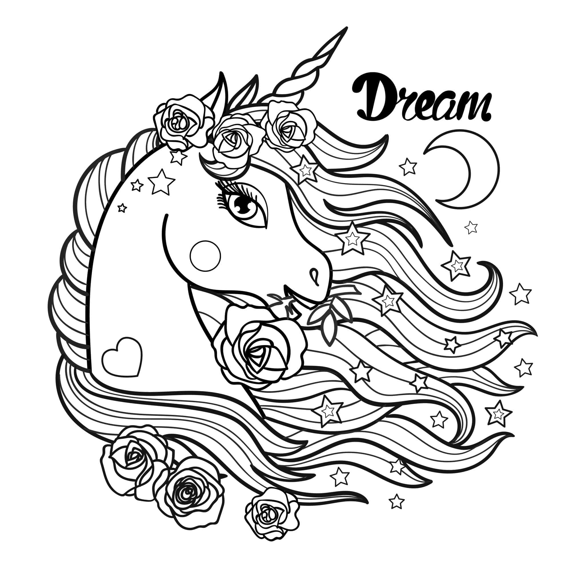 Imagine de colorat cu unicorn de vis Fundal