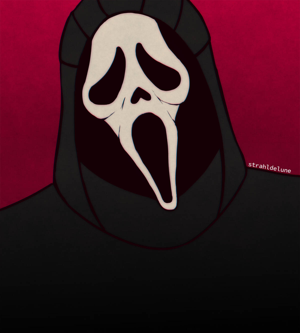 Imagine fascinantă a Ghostface pe un fundal roz Fundal
