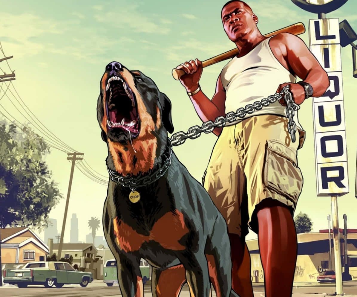 Imagine înfricoșătoare și mișto cu un câine din GTA Fundal