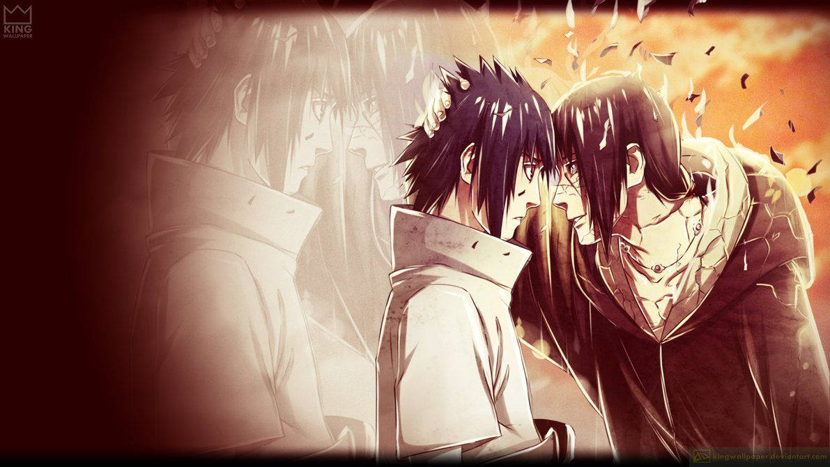 Imagine Naruto Itachi și Sasuke Împărtășind un Moment Fundal