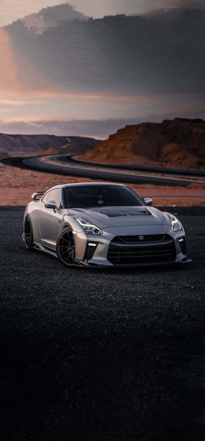 Imagine Portret Nissan R35 GTR Gri Fundal