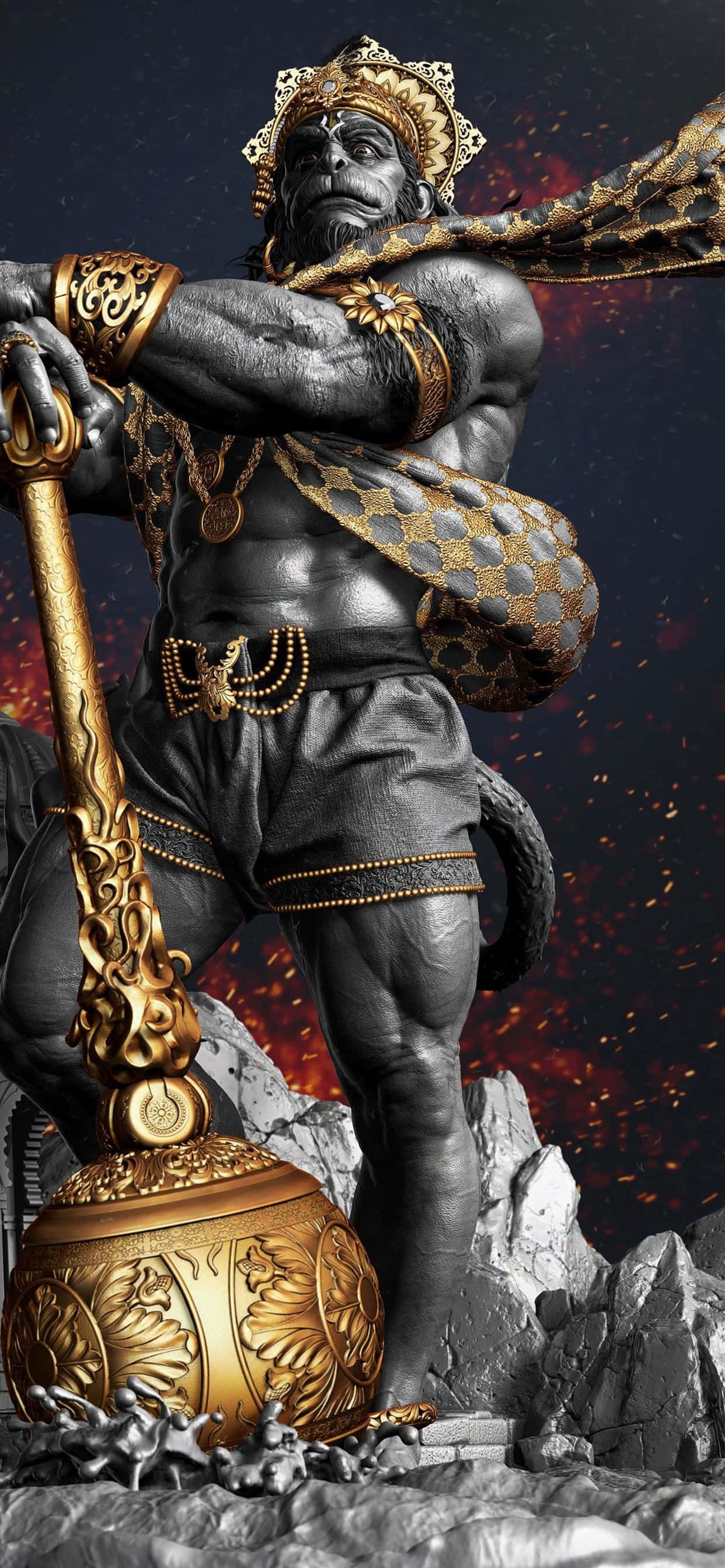 Imagine statuie modernă Lord Hanuman Fundal