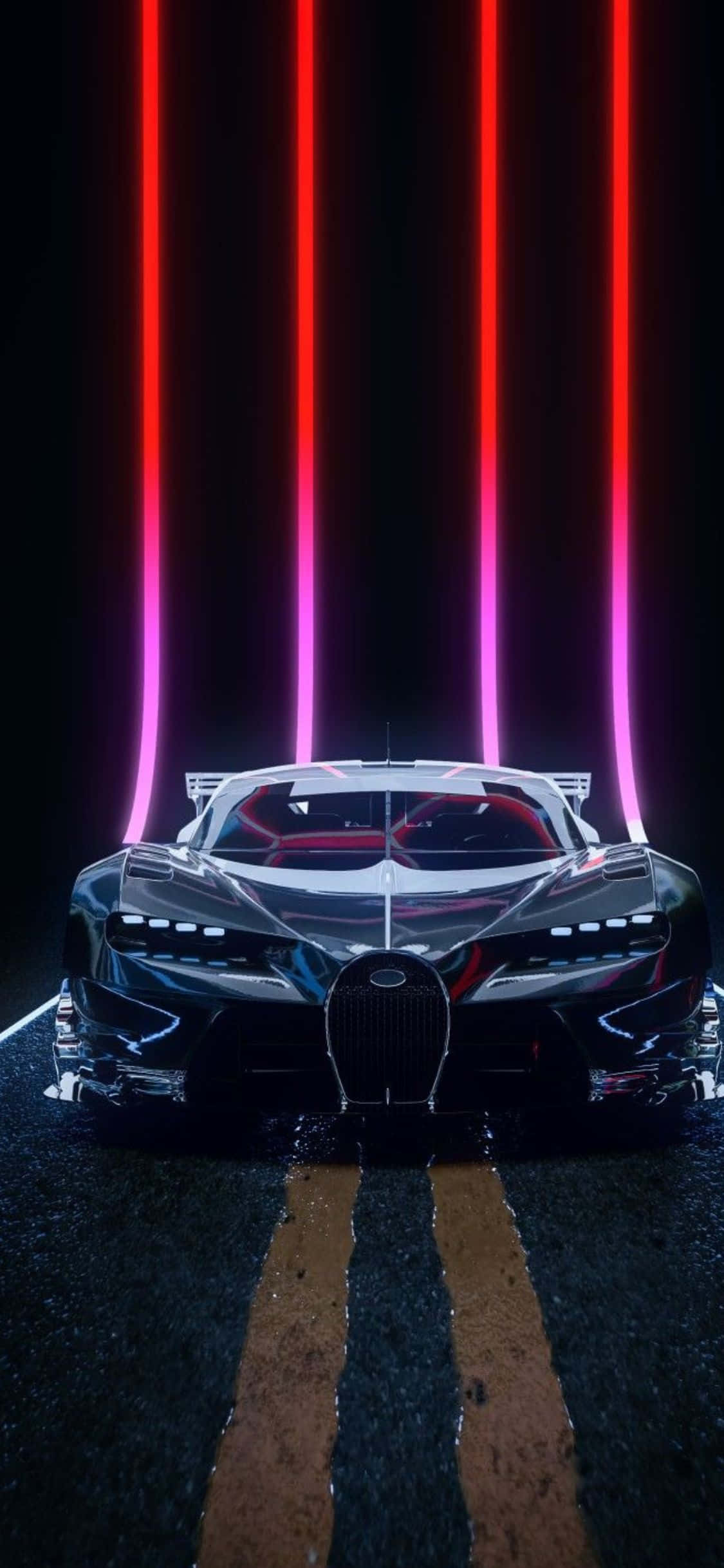 Imagine The Bold and Extreme - iPhone Xs într-un Bugatti Fundal