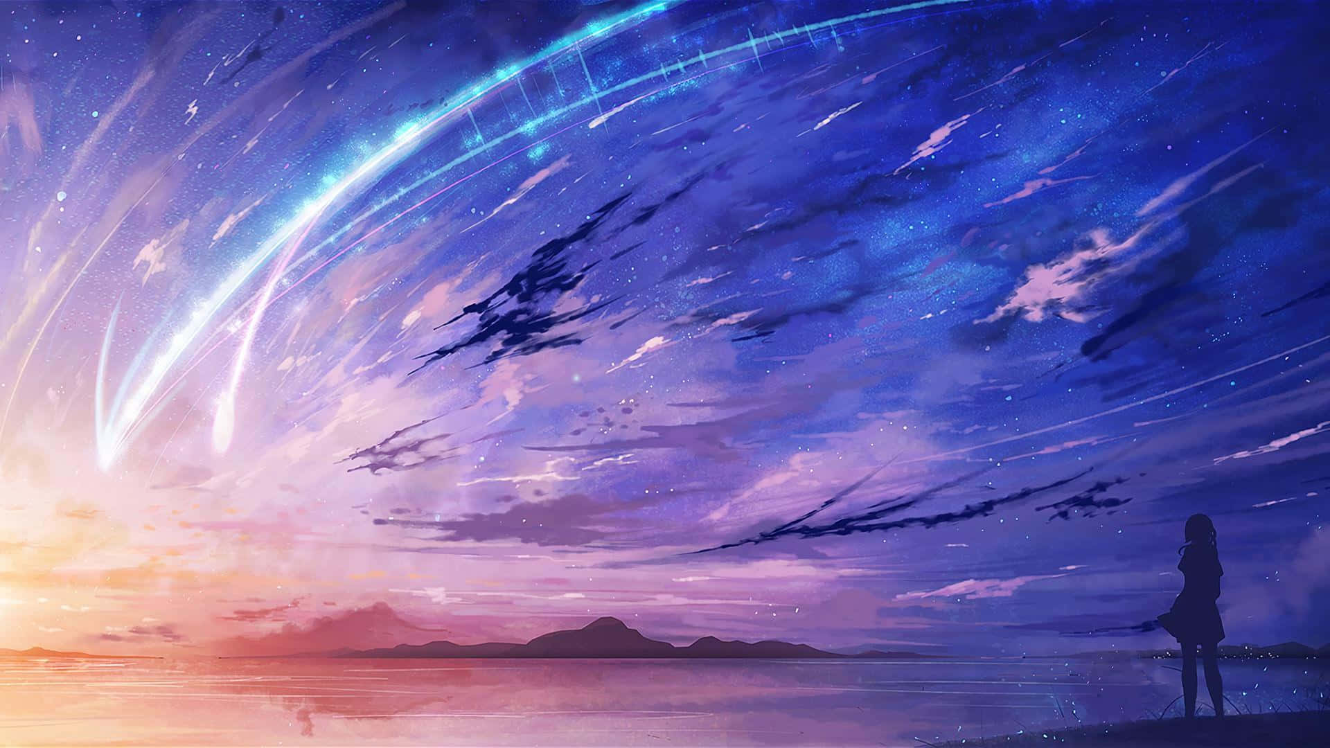 Imaginea unei scene surrealiste dintr-o lume fantasy anime violet Fundal