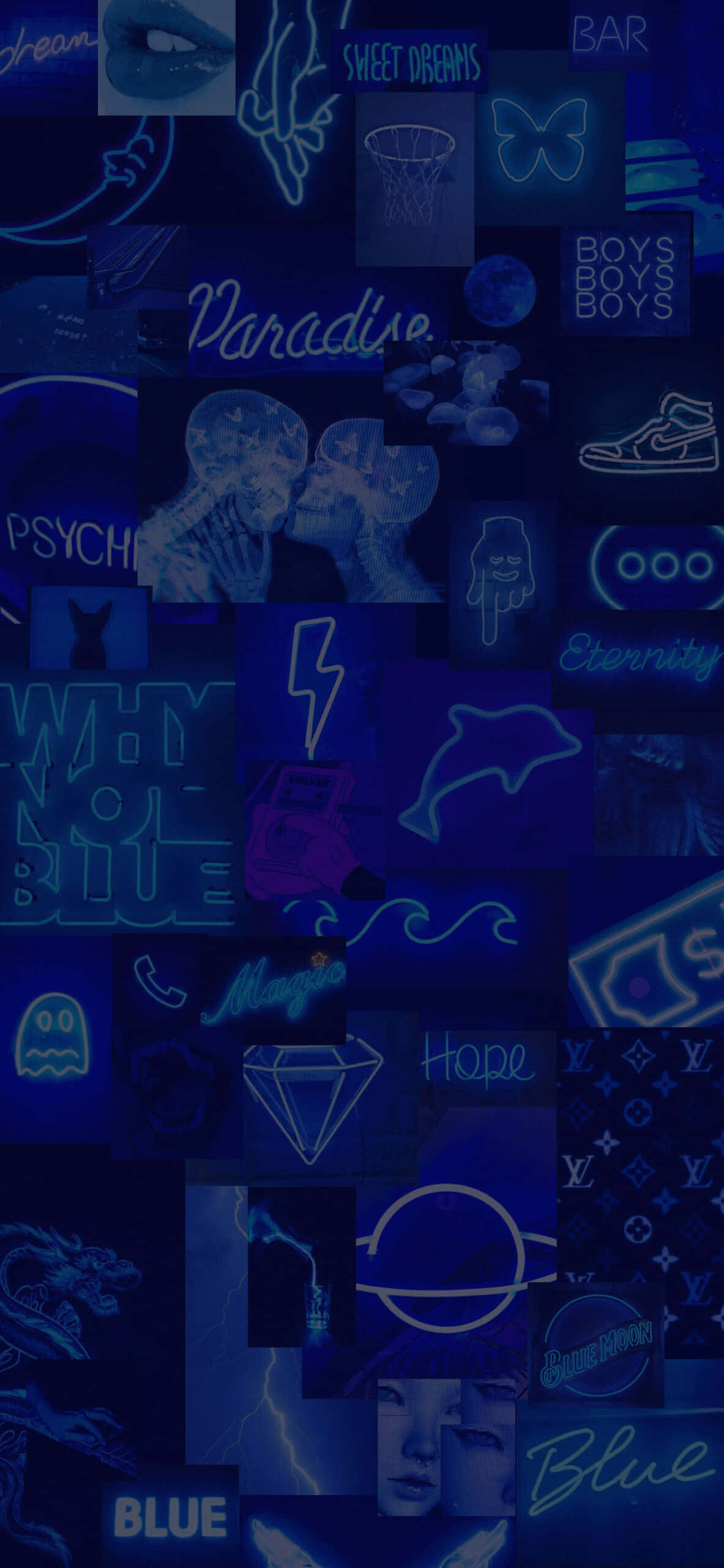 Imagini Estetice cu Lumină Neon Albastră Închisă Fundal