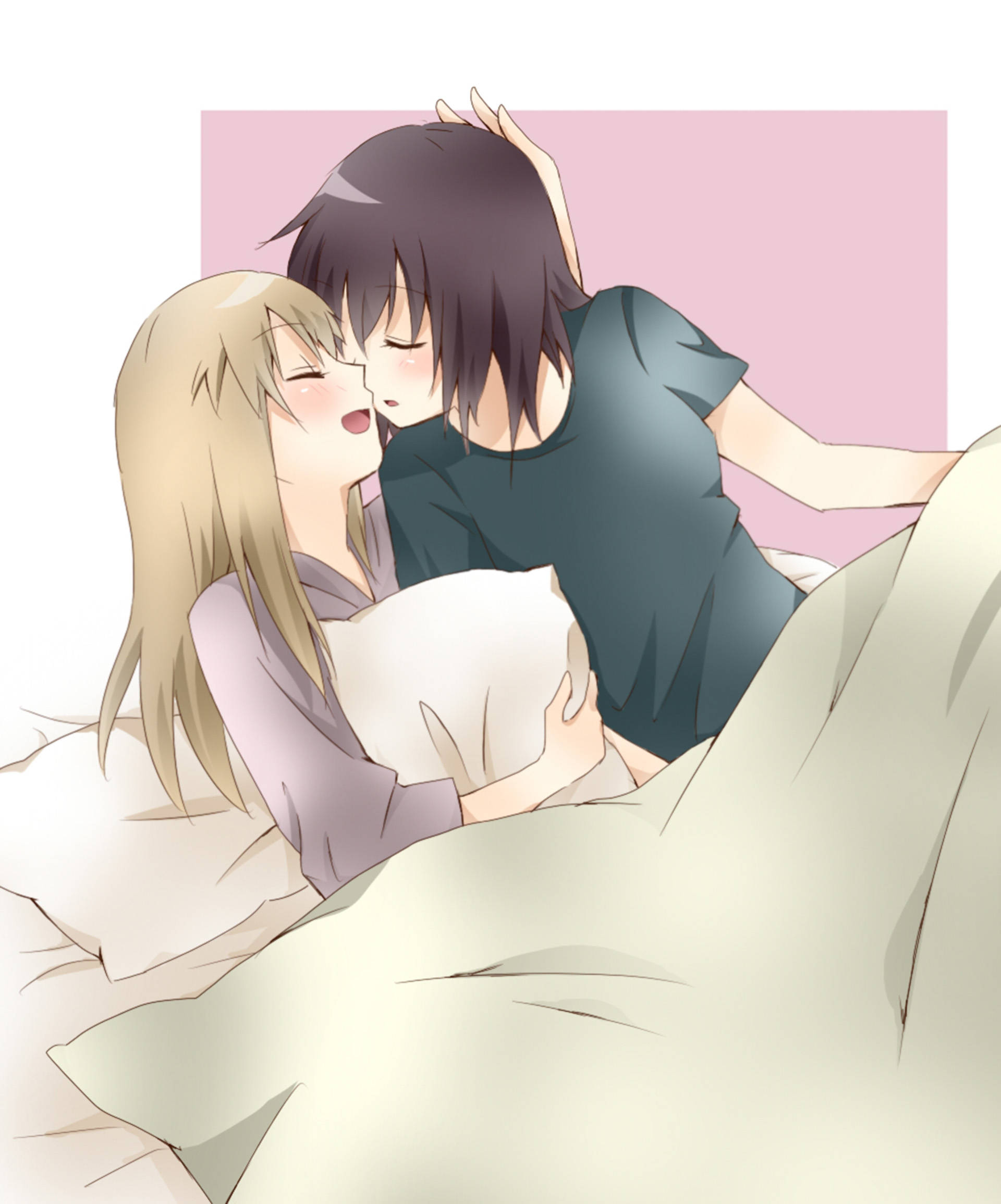 Îmbrățișându-se lesbiene anime Fundal