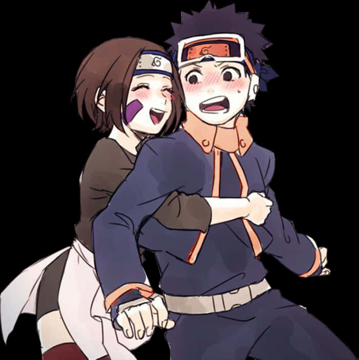 Îmbrățișare animată Naruto și Rin Fundal
