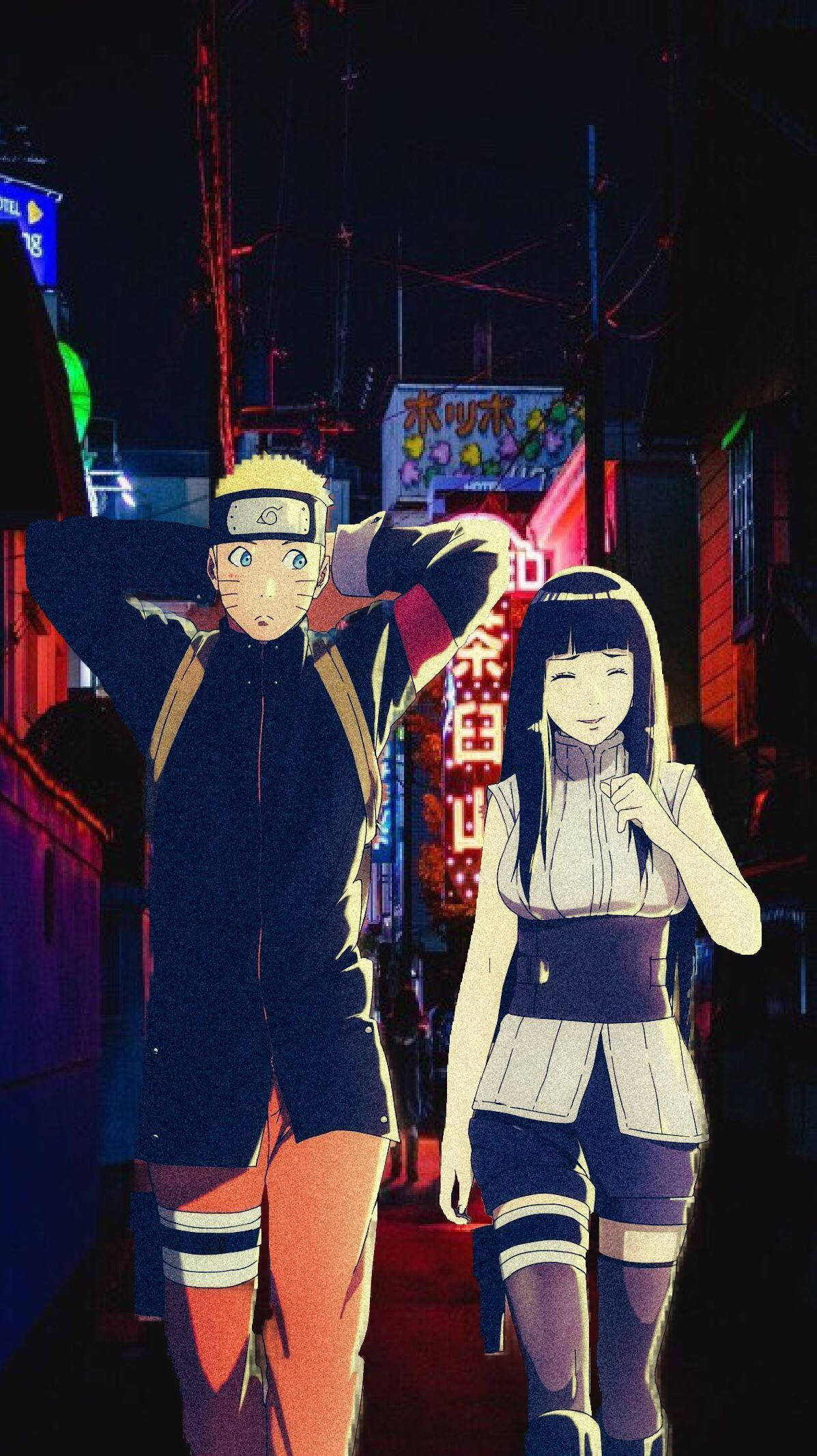 Îmbrățișare romantică între Naruto și Hinata Fundal