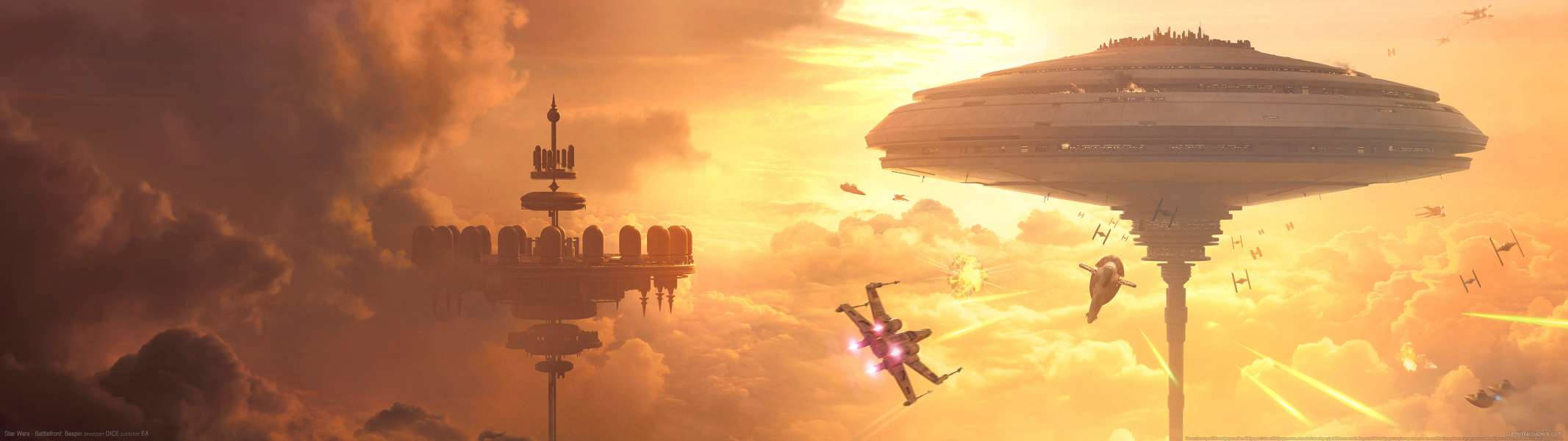 Immersivează-te în Star Wars Battlefront Bespin cu Ecran Dual Fundal