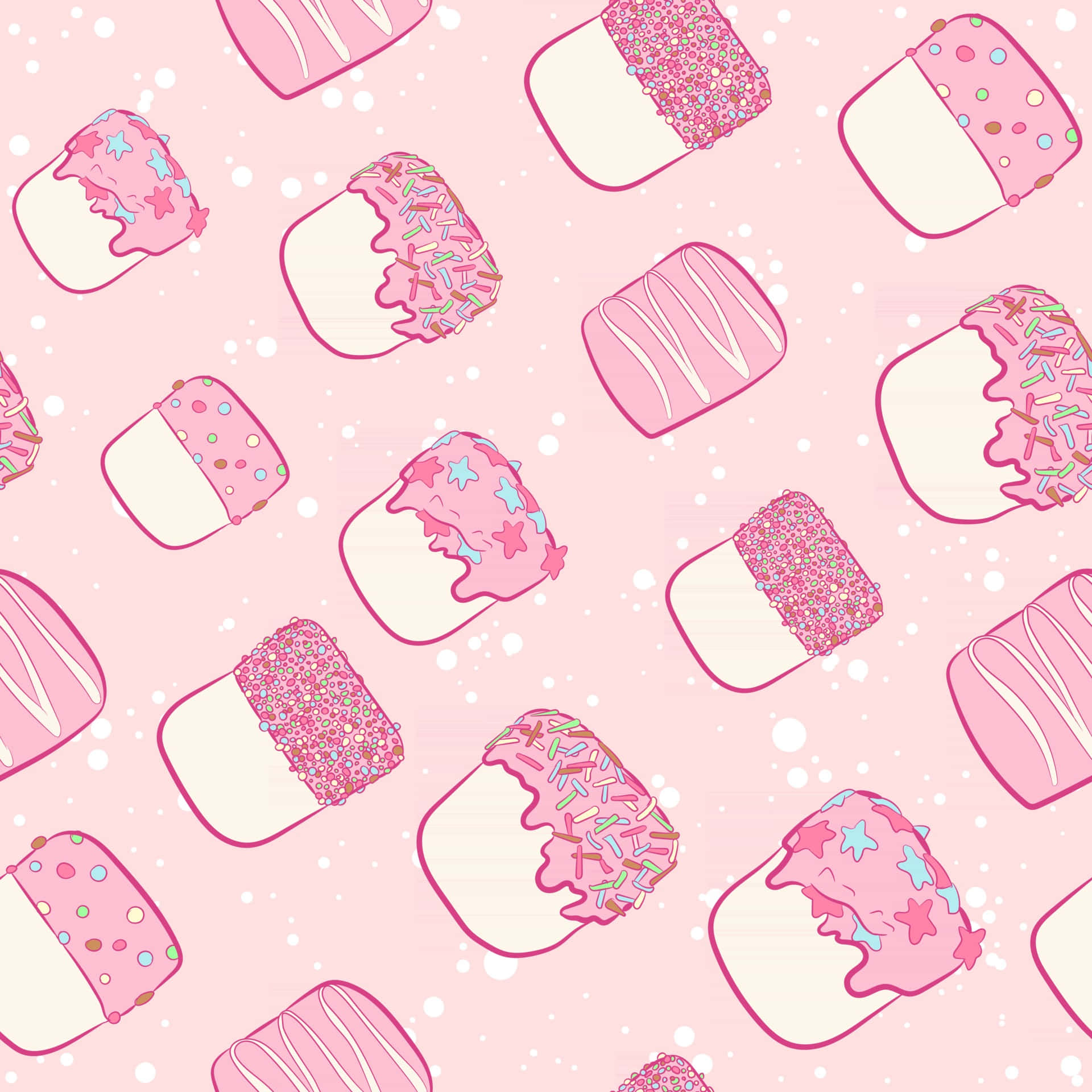 Încântătoare varietate de elemente Kawaii pe fundal roz Fundal