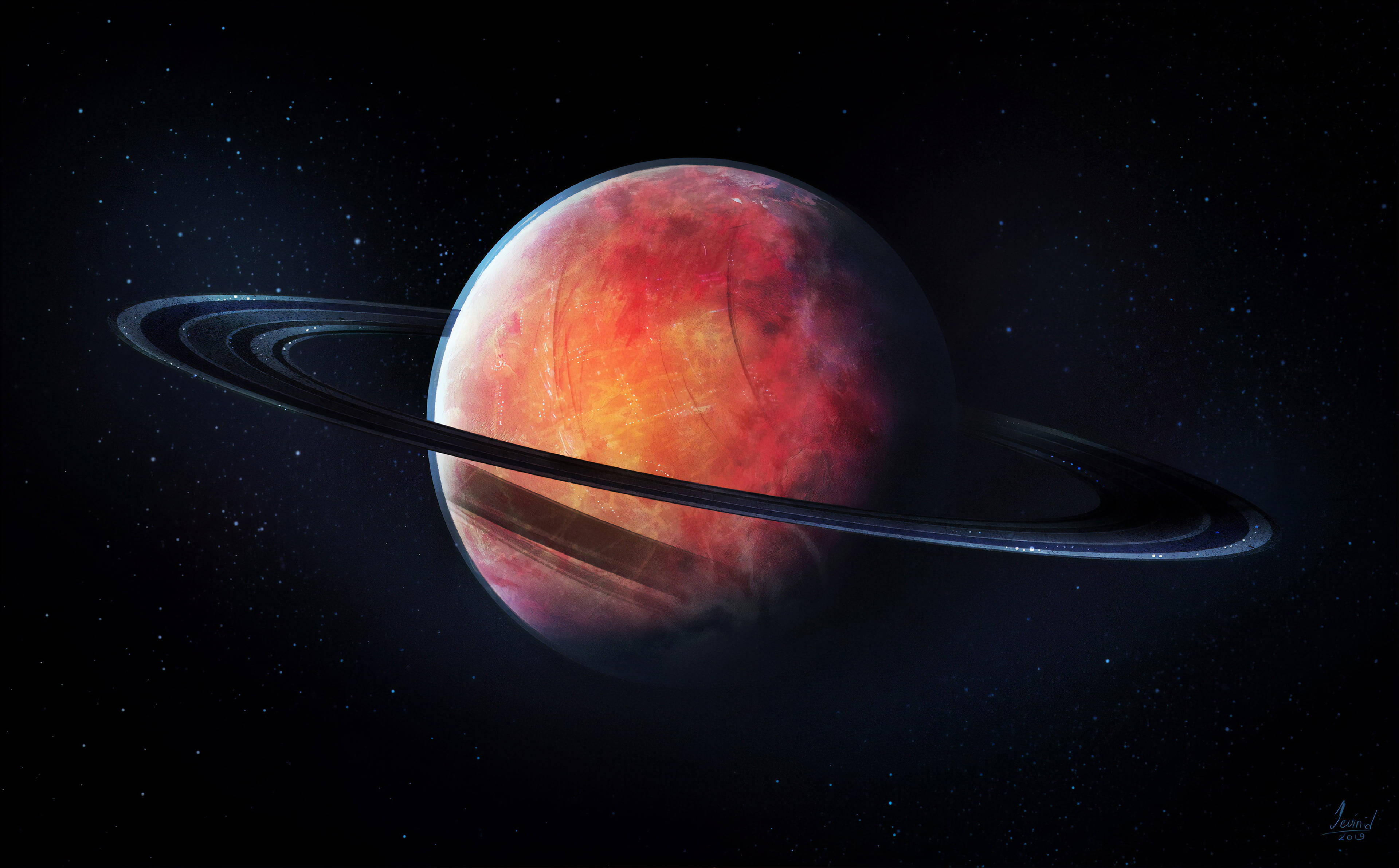 Inel Negru Saturn 4K Fundal