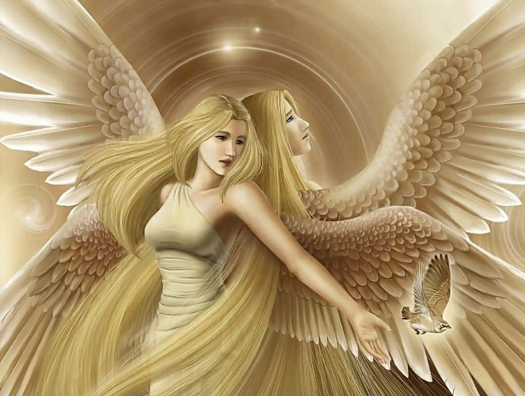 Înger drăguț cu păr blond auriu Fundal