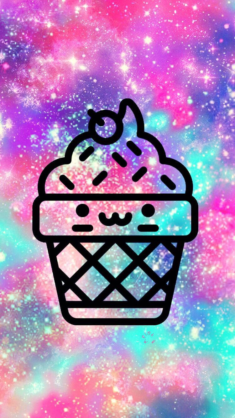 Înghețată Kawaii în sclipici Fundal