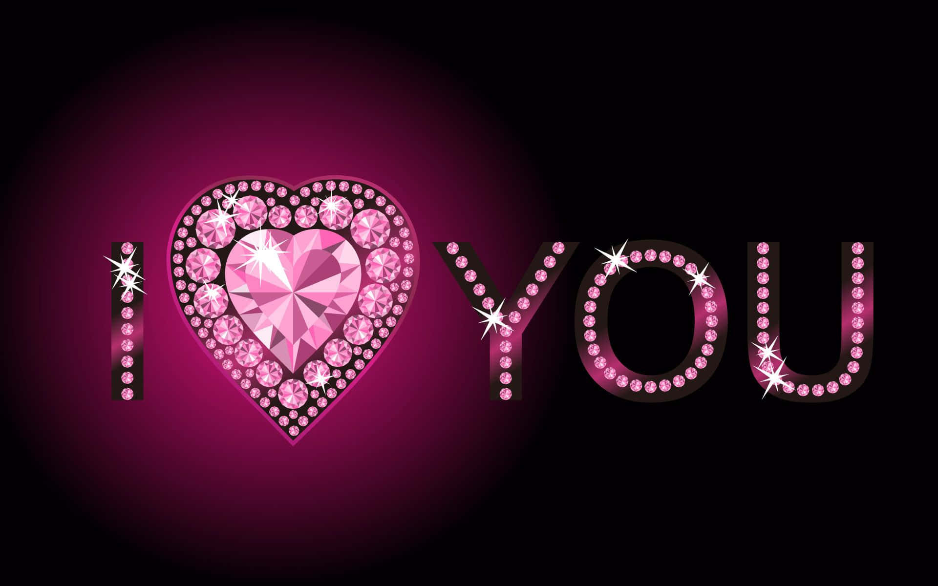 Inimă de Cristal Roz cu Textul „I Heart You” Fundal