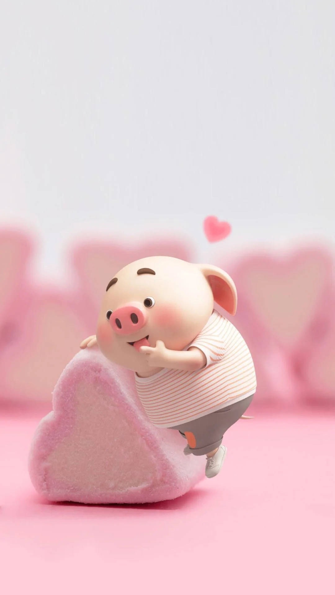 Inimă de Marshmallow cu Purceluș Drăguț Fundal