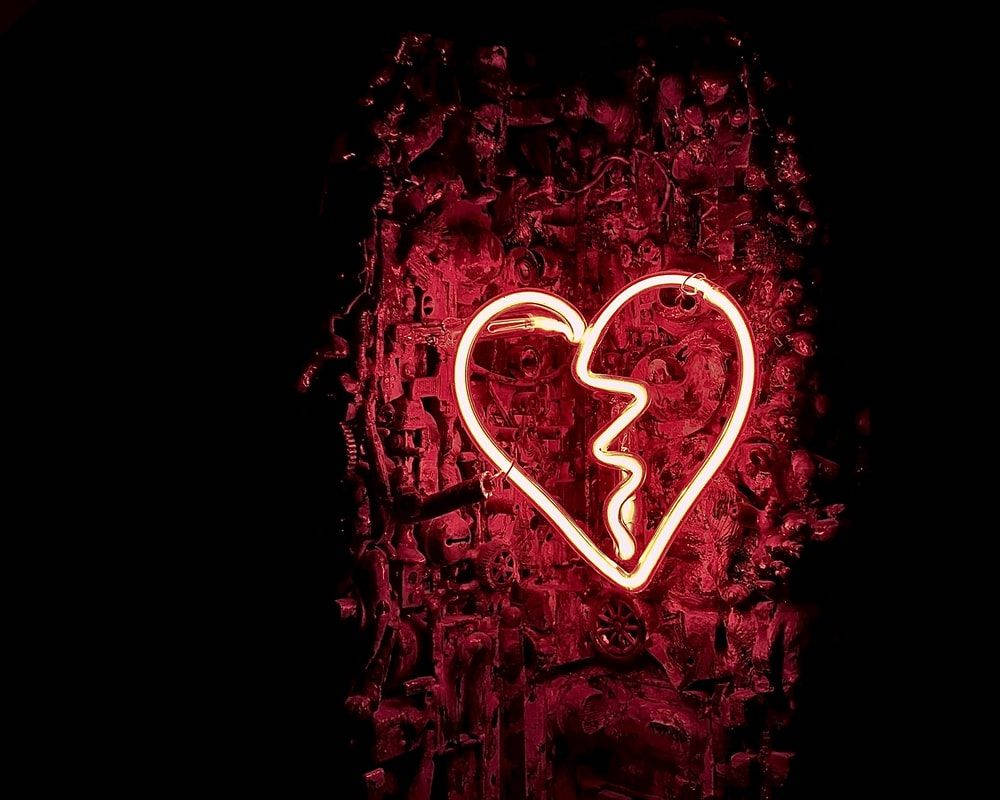 Inimă frântă estetică lumină neon Fundal