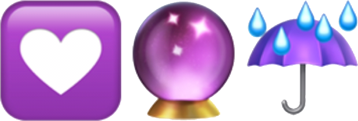 Inimă mov cu glob de cristal și umbrelă emoji Fundal