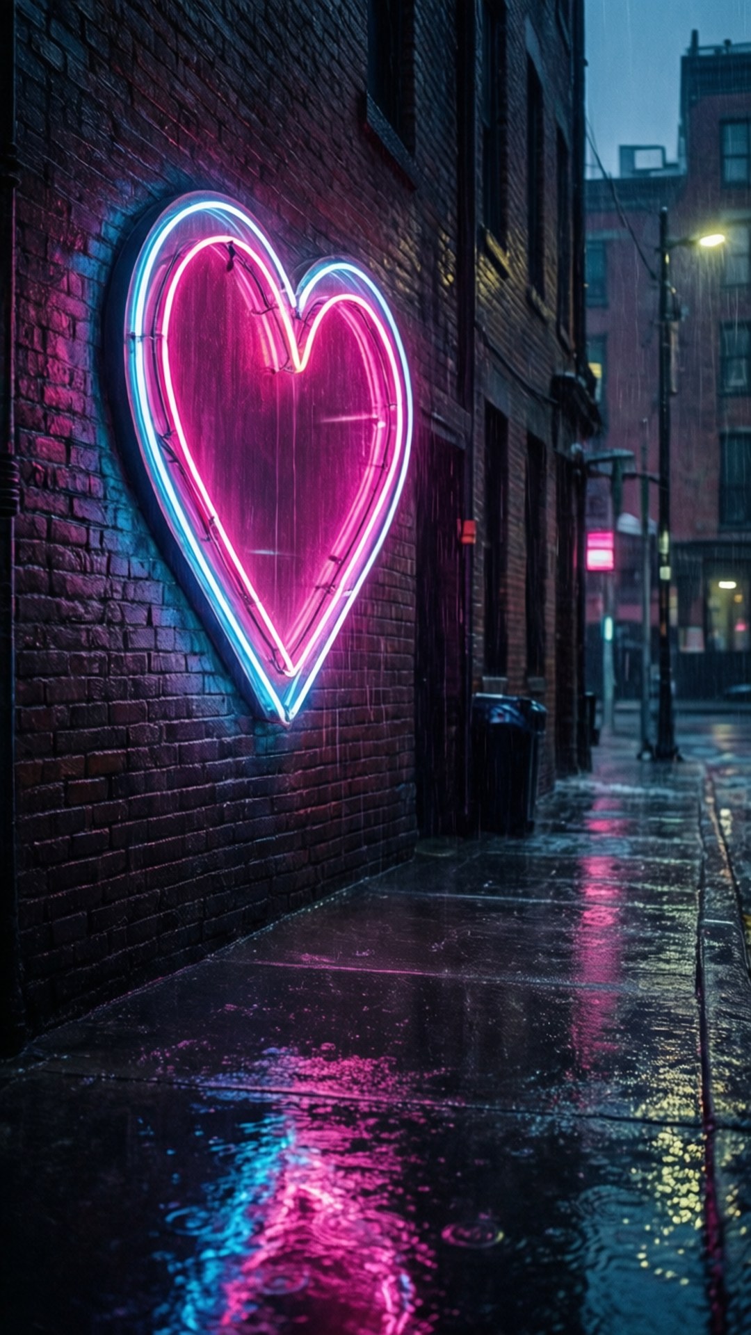 Inima Neon pe Alee Fundal