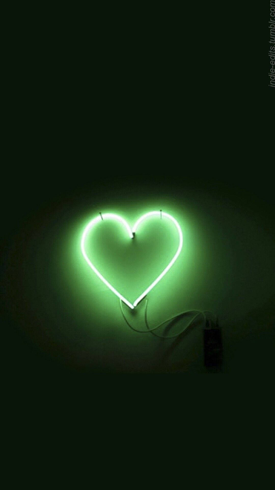Inimă Neon Verde Estetic Fundal