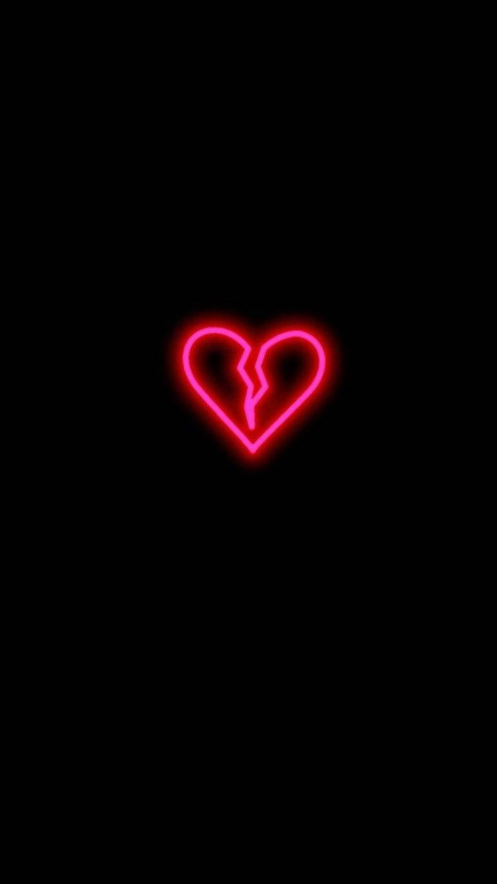 Inimă spartă neon roz pentru iPhone Fundal