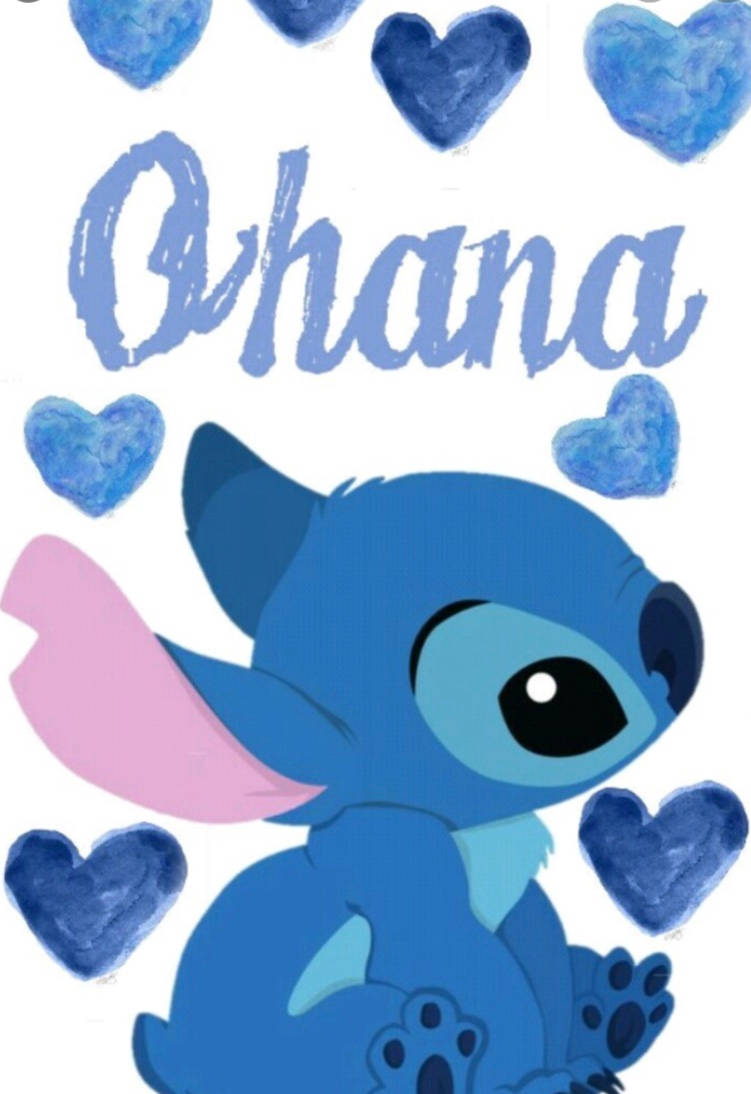 Inimi Albastre Stitch Ohana Fundal