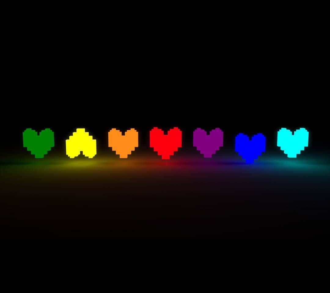 Inimi curcubeu cu lumini pixelate Fundal