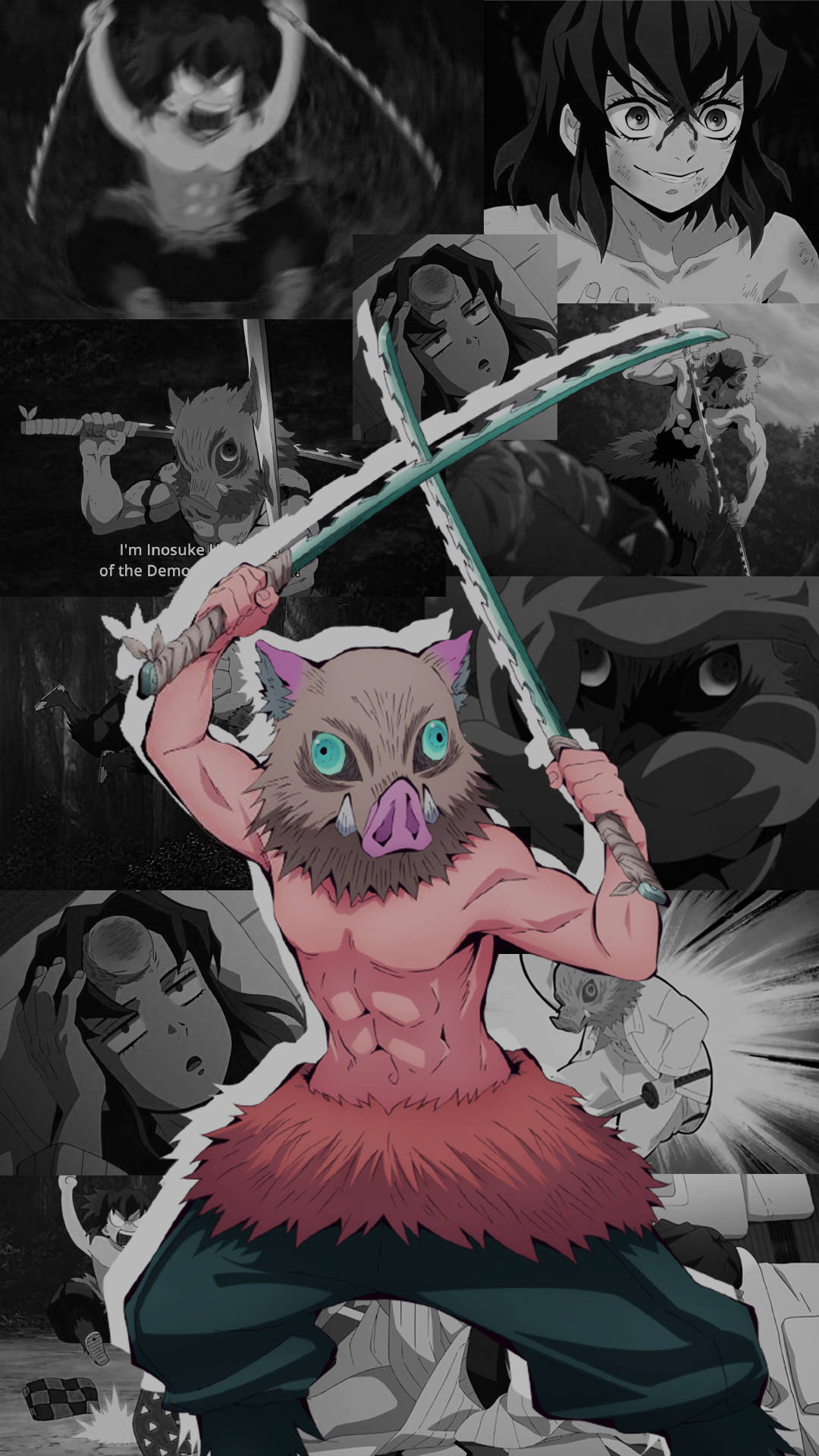 Inosuke pe mască de porc Demon Slayer iPhone Fundal