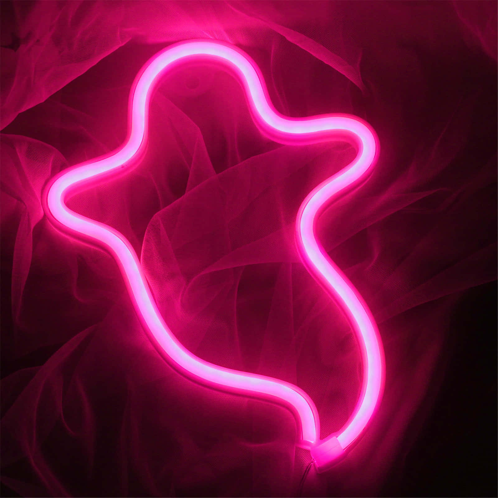 Inscripție fantomă neon roz de Halloween Fundal
