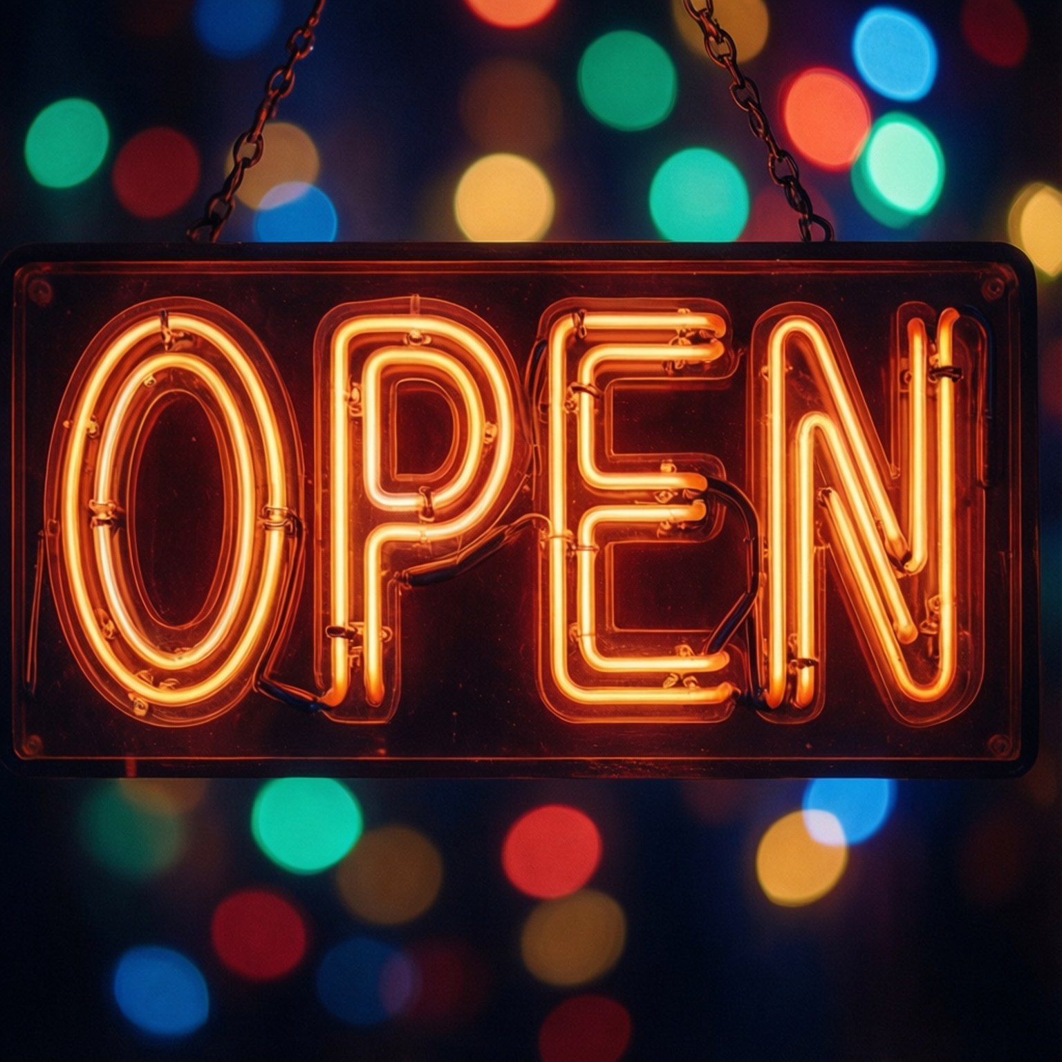 Inscripție Neon „OPEN” Fundal