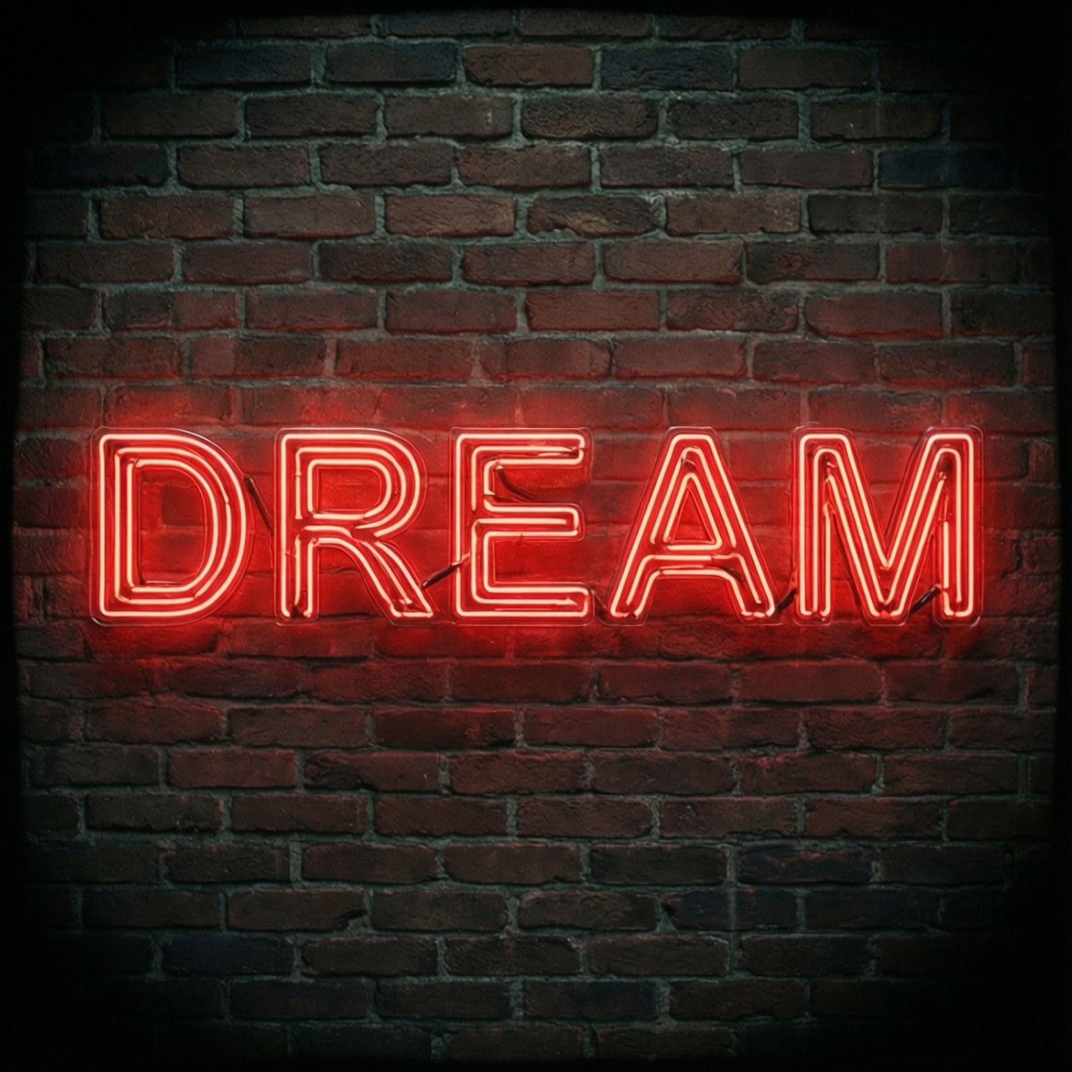 Inscripție neon roșu 'DREAM' Fundal