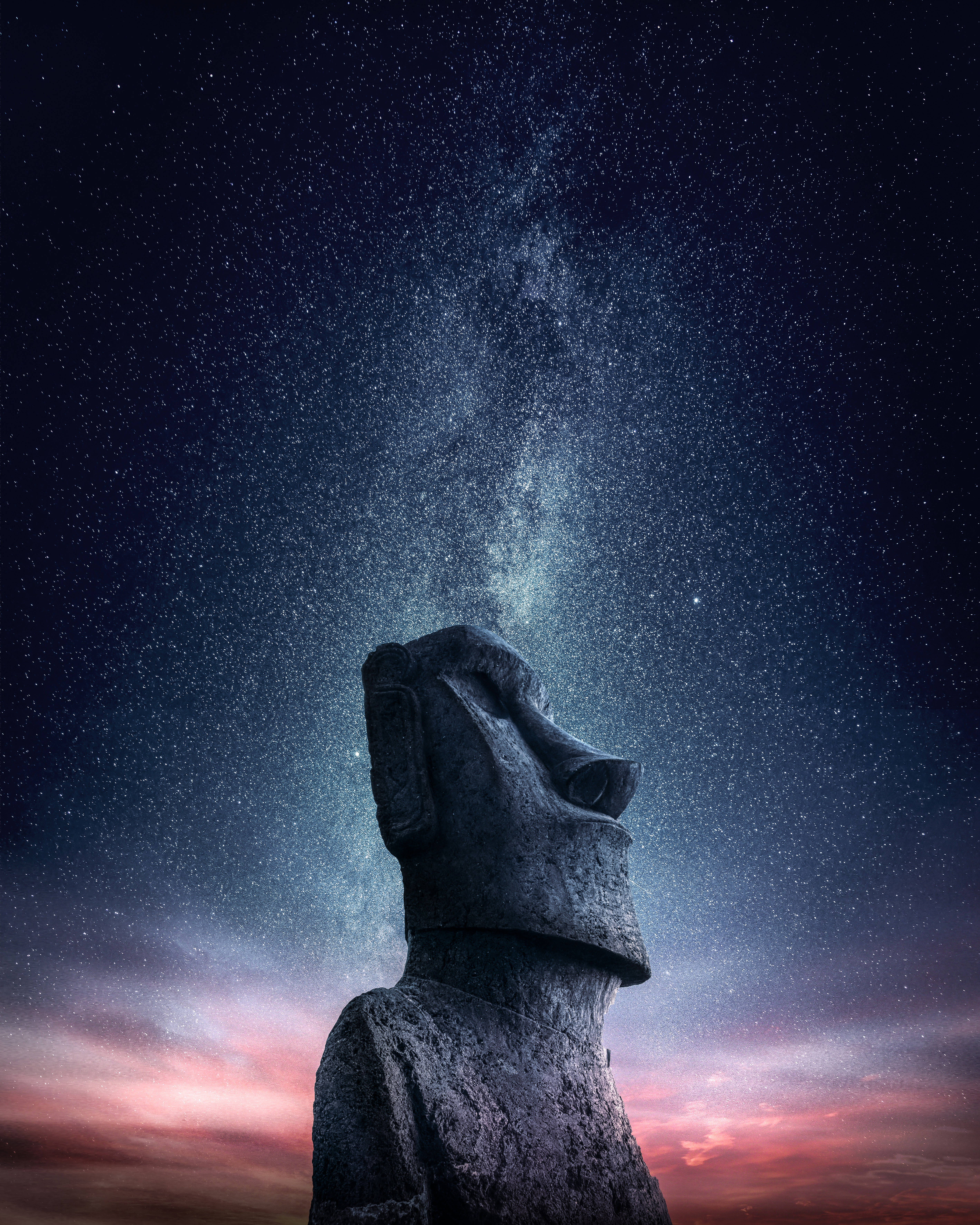 Insula Paștelui și statuia Moai Fundal