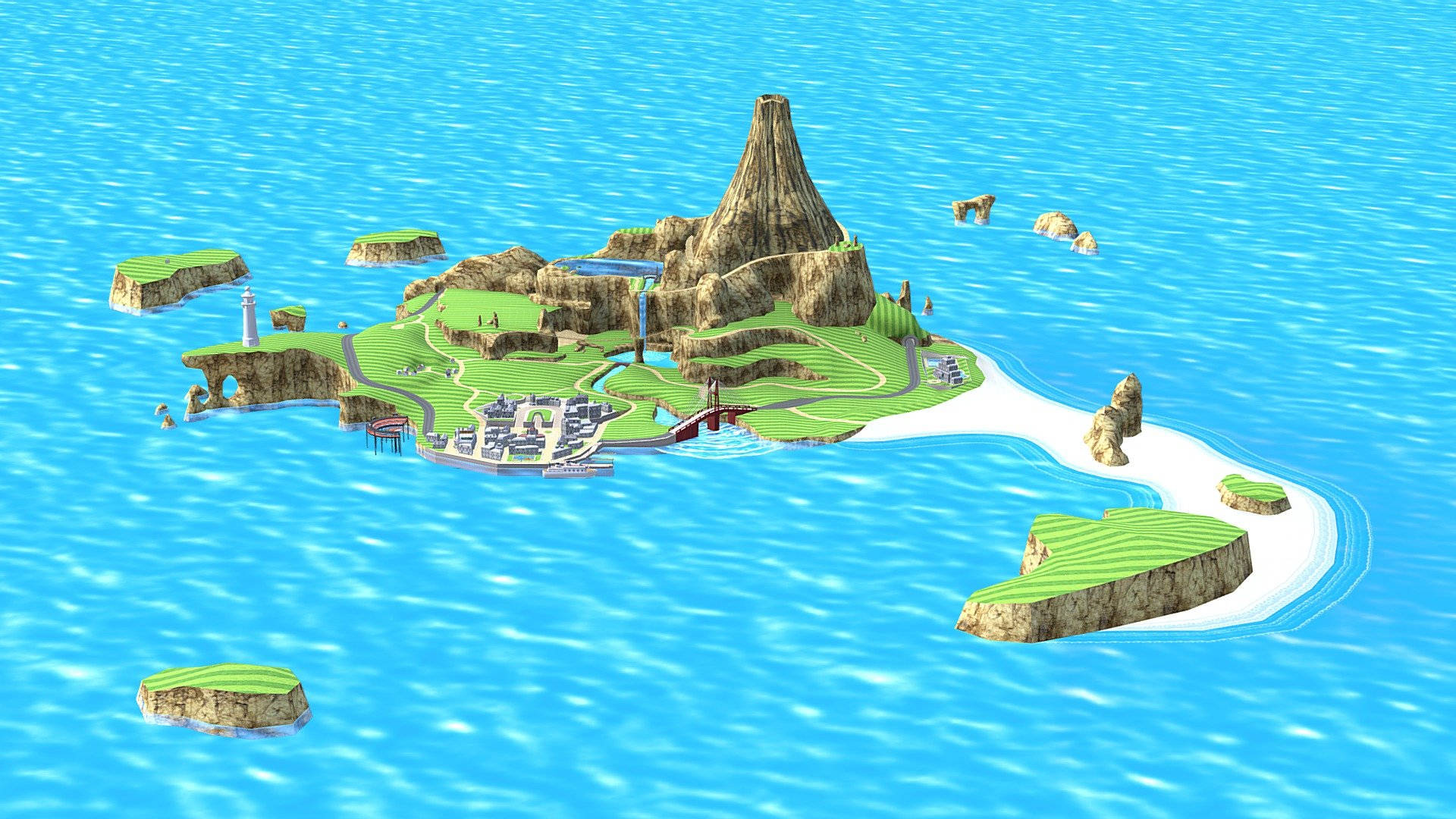 Insula Wuhu captivantă din Wii Sports Resort Fundal
