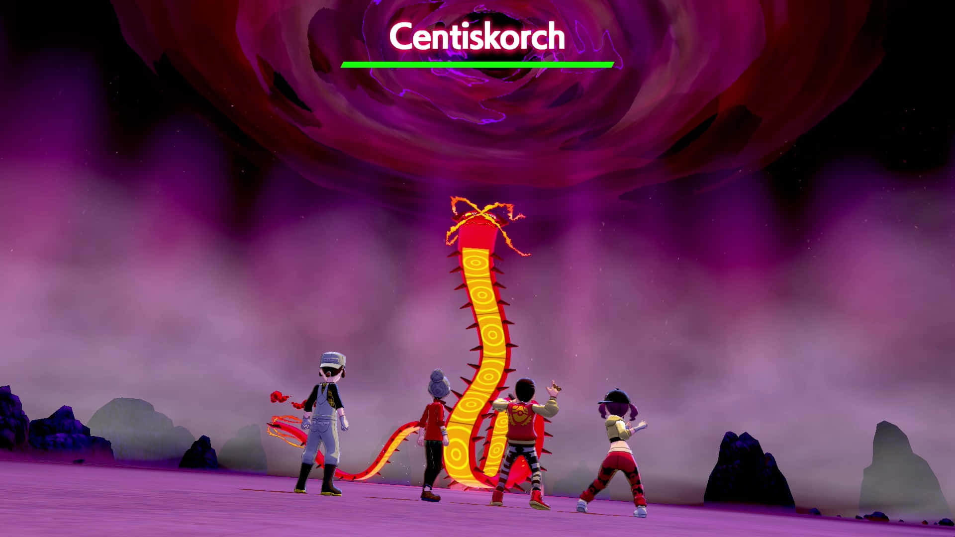 Întâlnire Ardentă: Dresseuri cu Centiskorch într-o Bătălie Pokémon Fundal