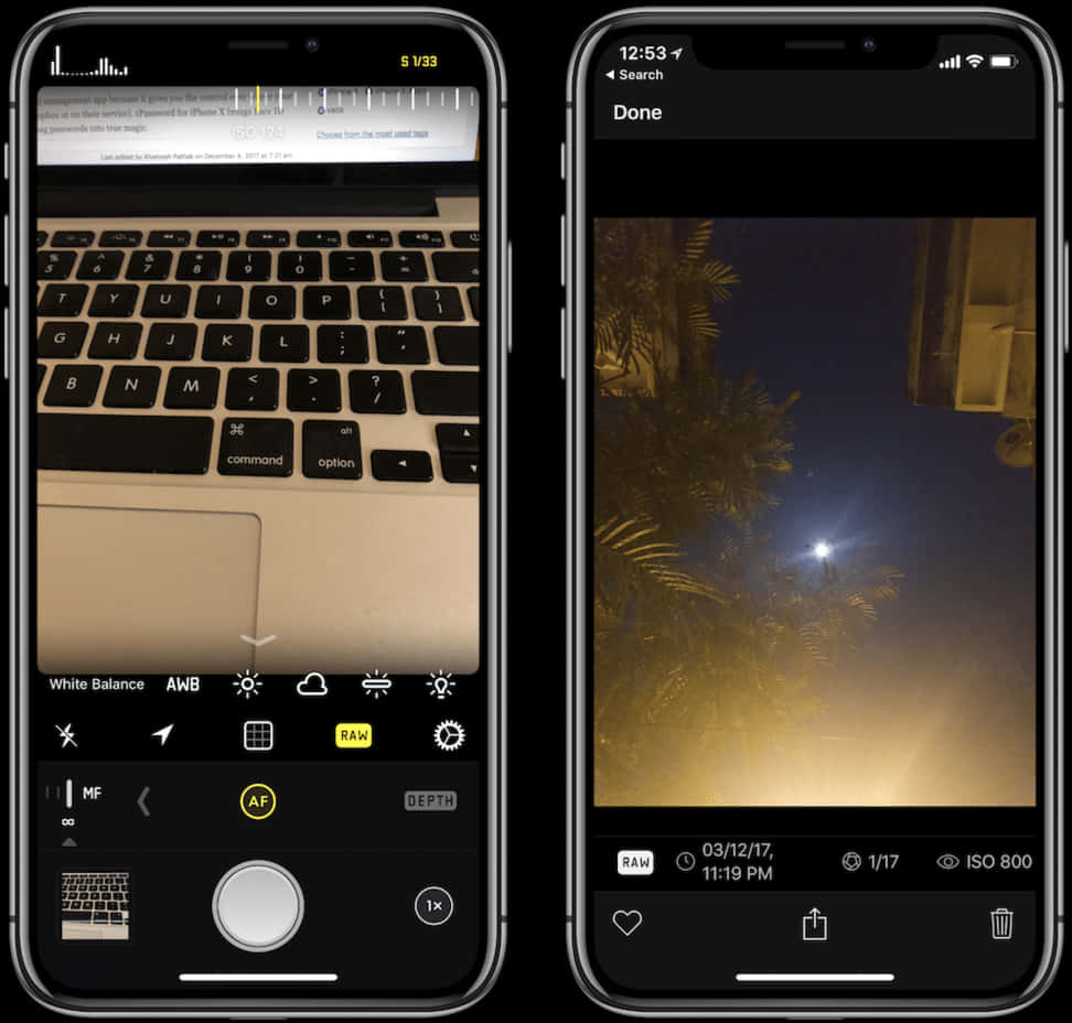 Interfață cameră iPhone12 pentru fotografie nocturnă Fundal
