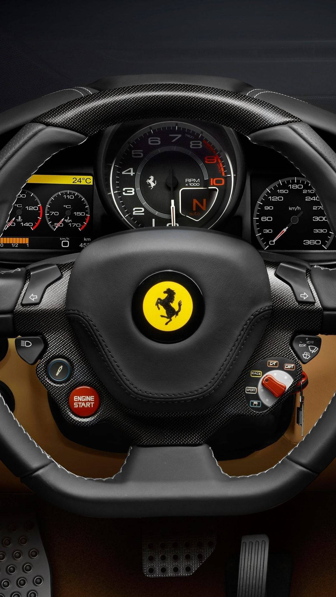 Interior Mașină Sport Ferrari iPhone Fundal
