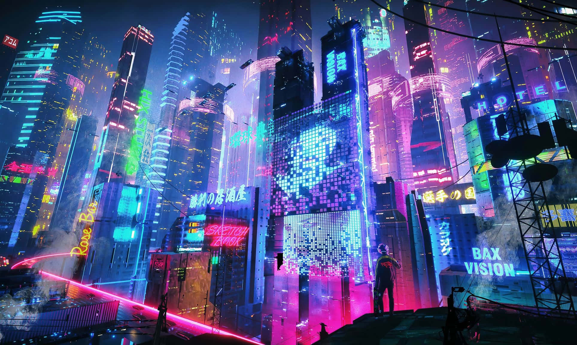 Intră în lumea visătoare a Orașului Neon Fundal