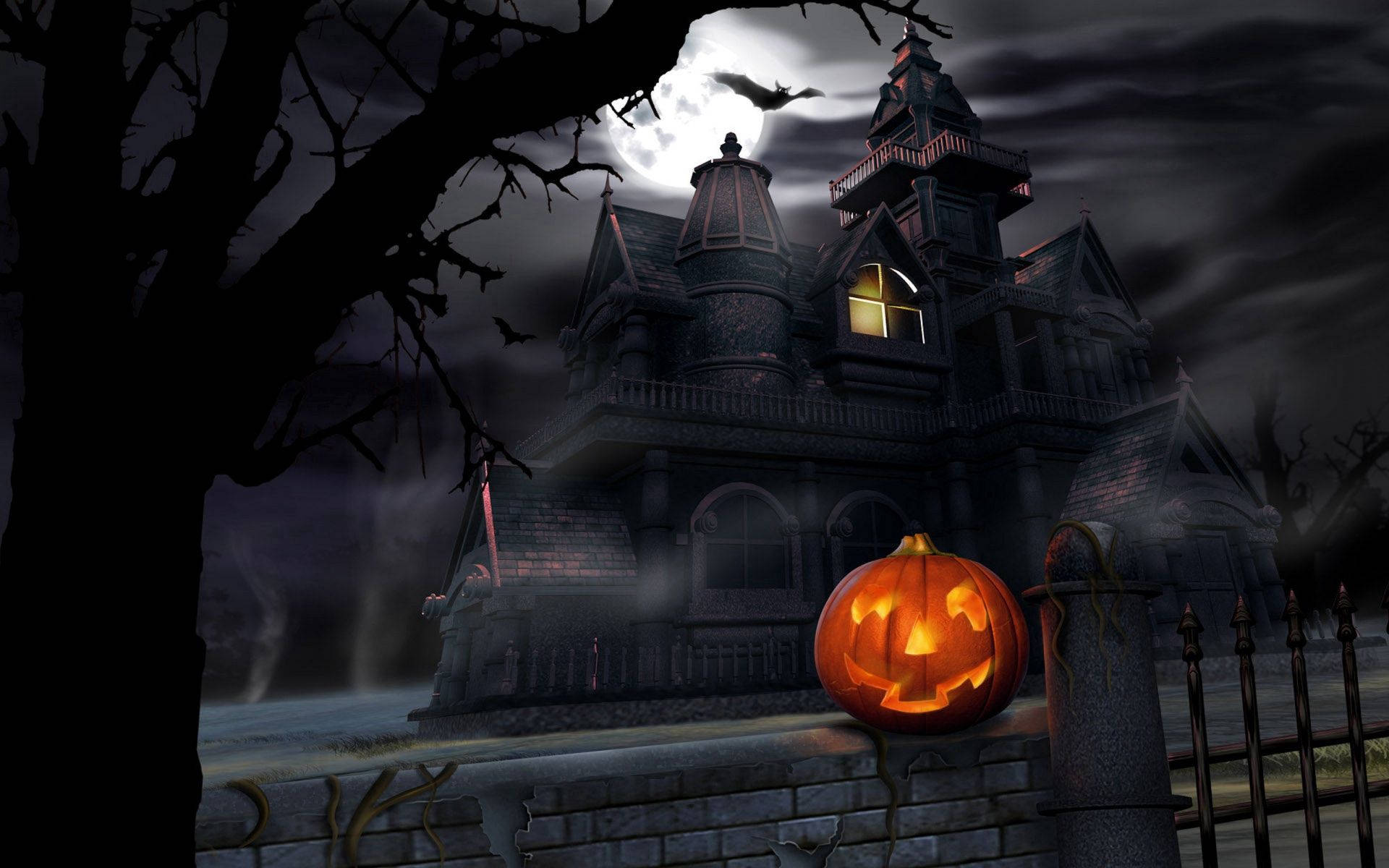 Intră într-o casă bântuită înfricoșătoare de Halloween Fundal