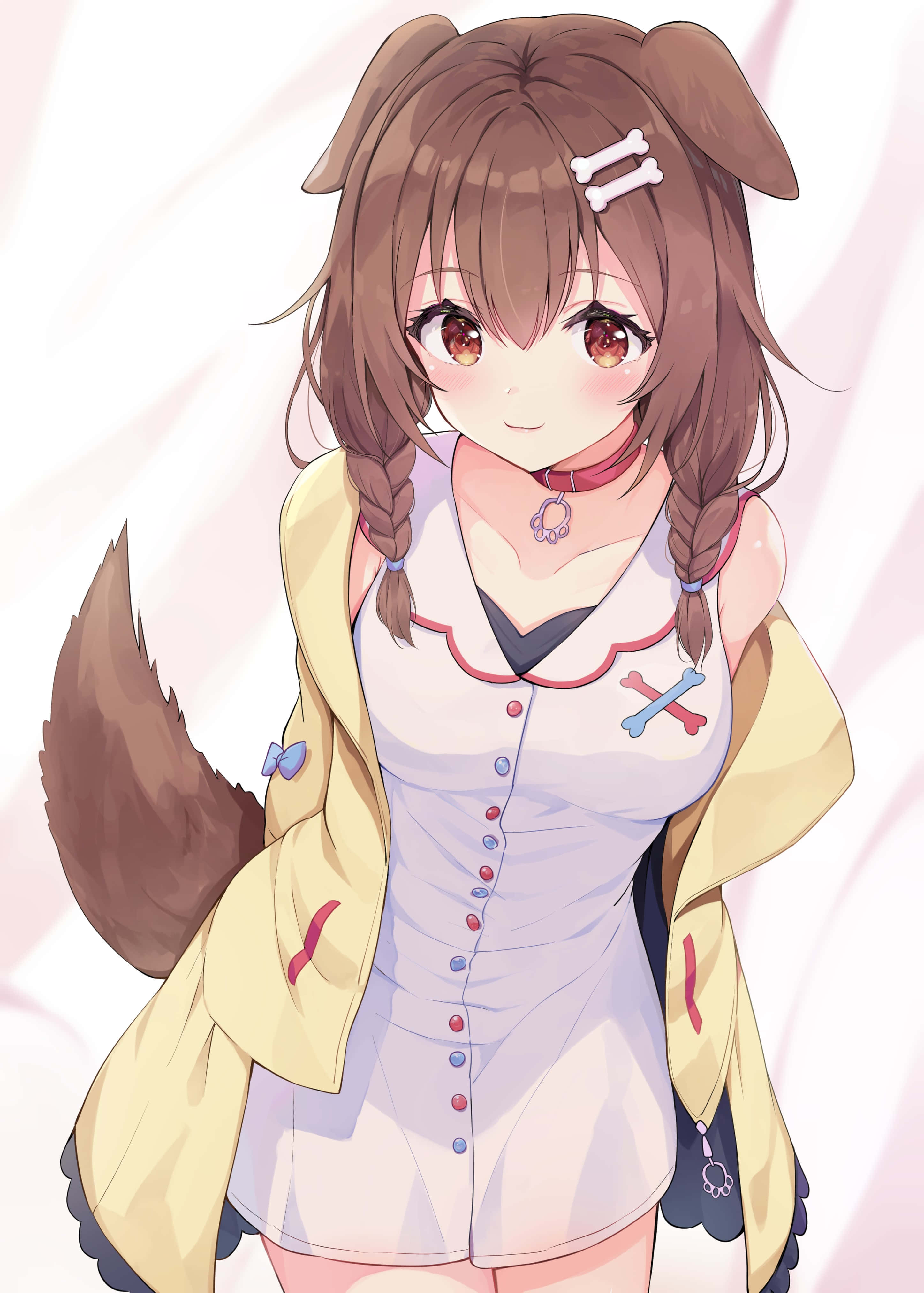 Inugami Korone Ascundându-și Mâinile Fundal