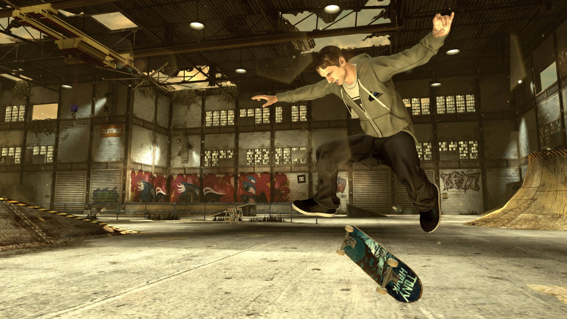 iPad Pro Tony Hawk în Skatepark Abandonat Fundal