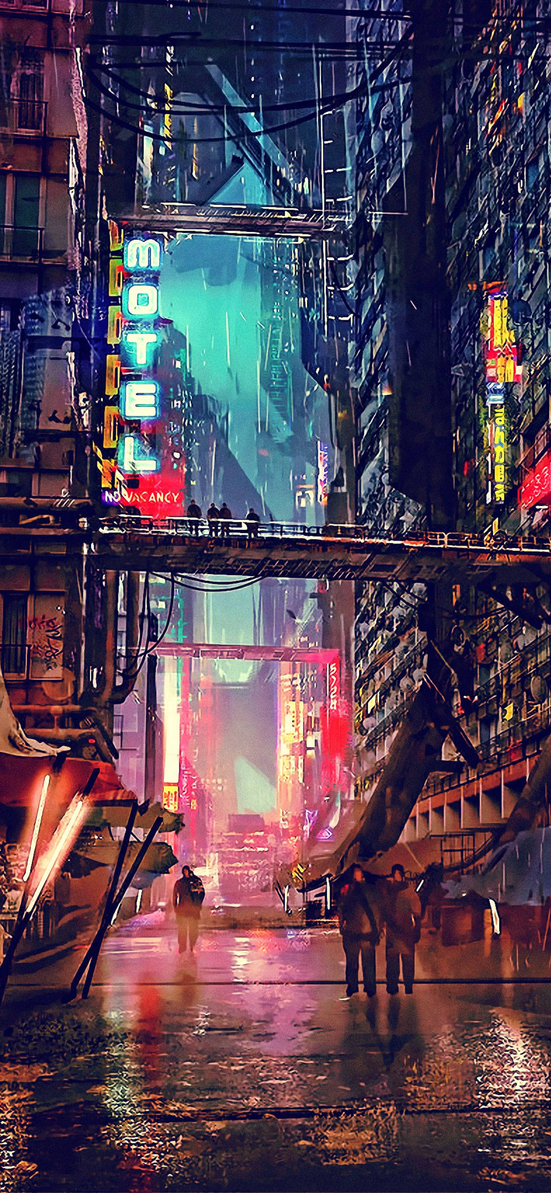 iPhone Cyberpunk 2077 cu Orașul Nopții futurist Fundal