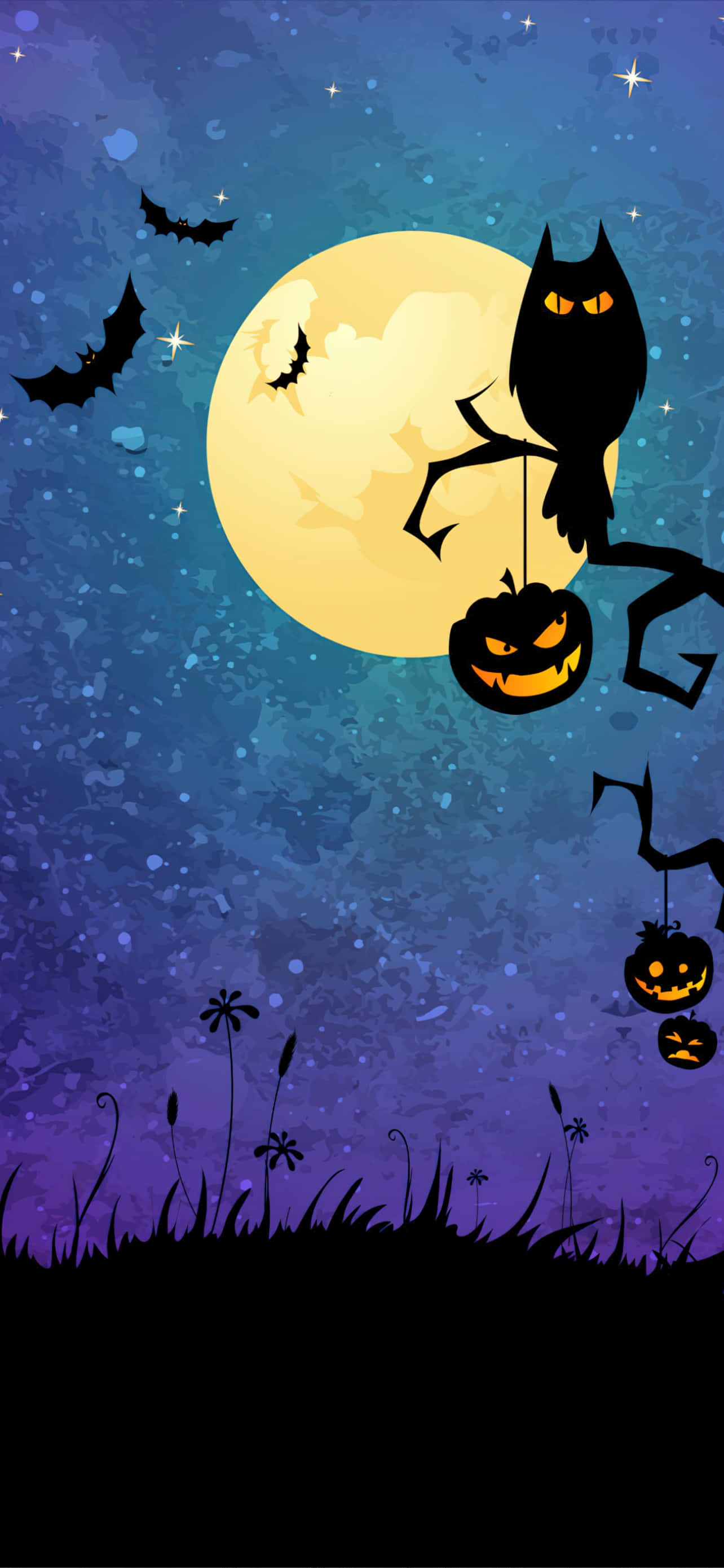 iPhone Fundal Halloween Lilieci Înspăimântători și Peisaj Lunar Fundal